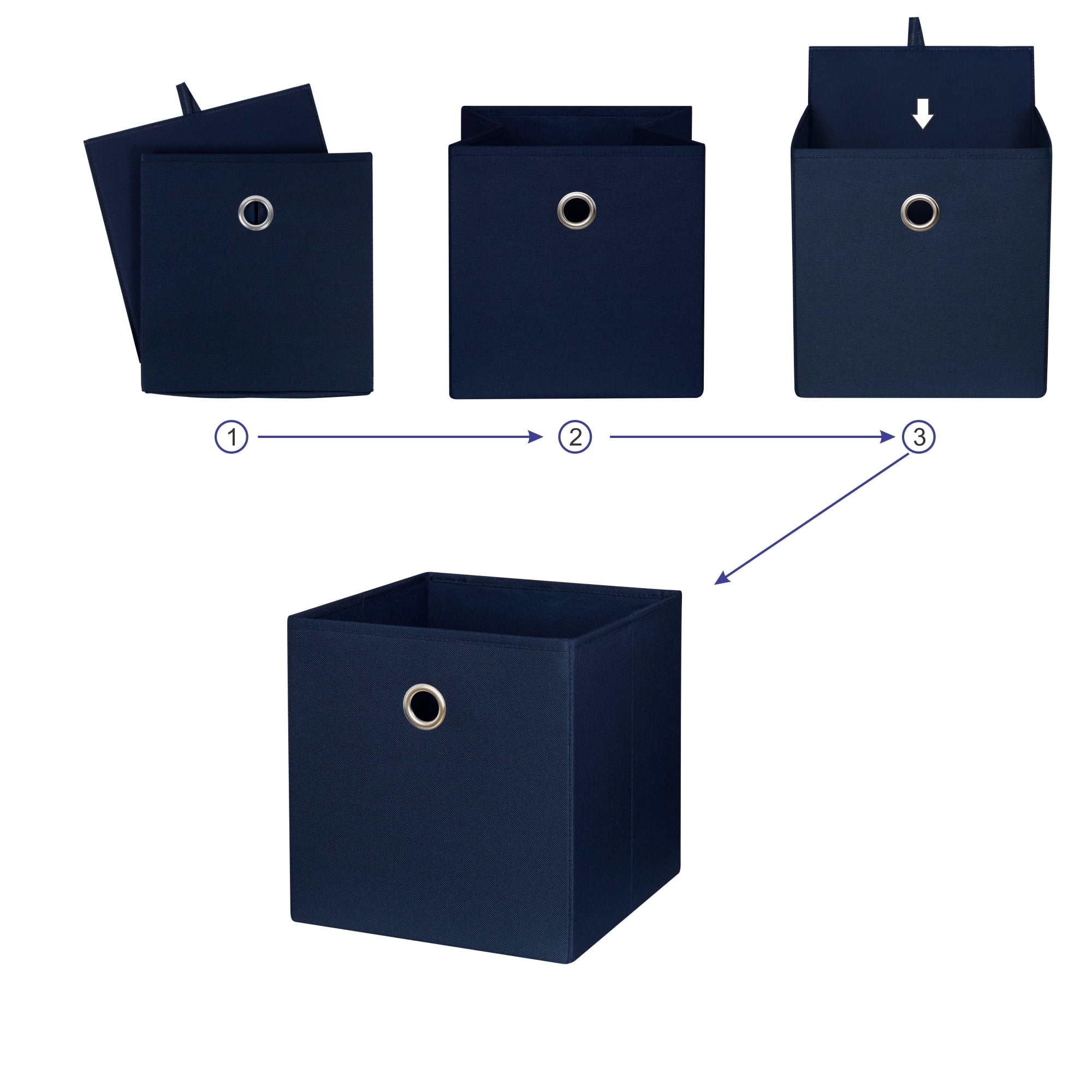 Collapsible Fabric Cube Storage Bin, Rich Black