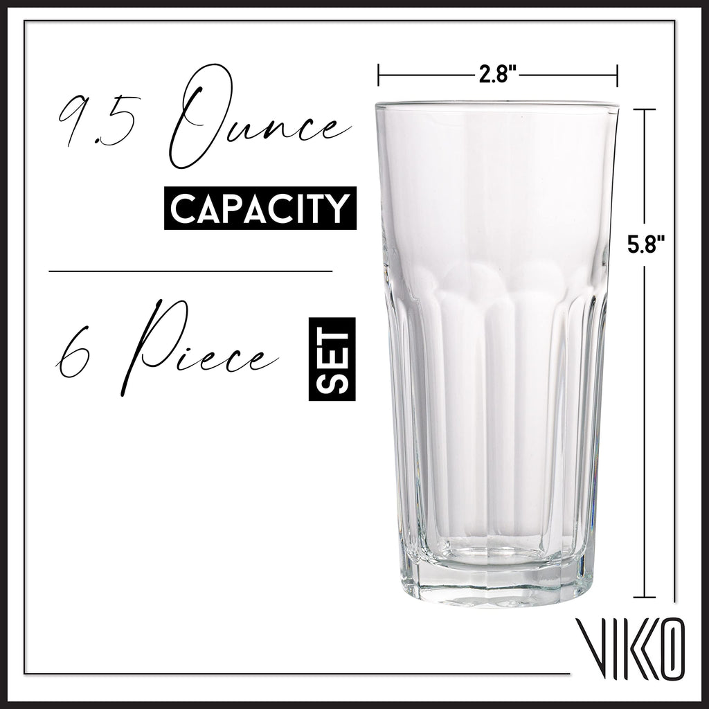 Drinking Glasses, Set of 6 Juice Glasses 9.5 Oz, Thick and Sturdy Kitchen Glasses, Highball Glass Tumbler, Heavy Duty Cups, Water Glasses