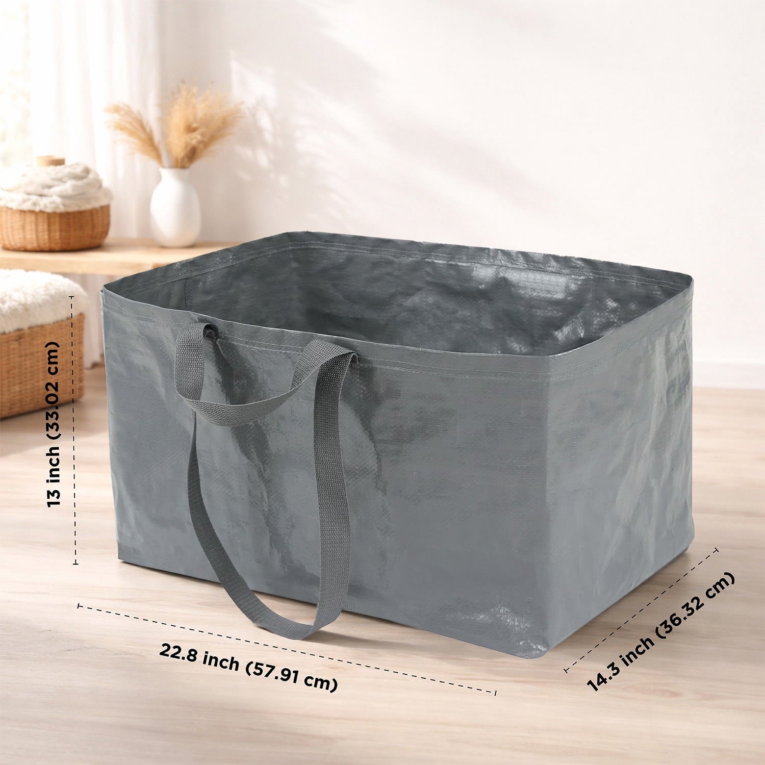 Heavy Duty Open Top Storage Bag, Grey, 19 Gallon