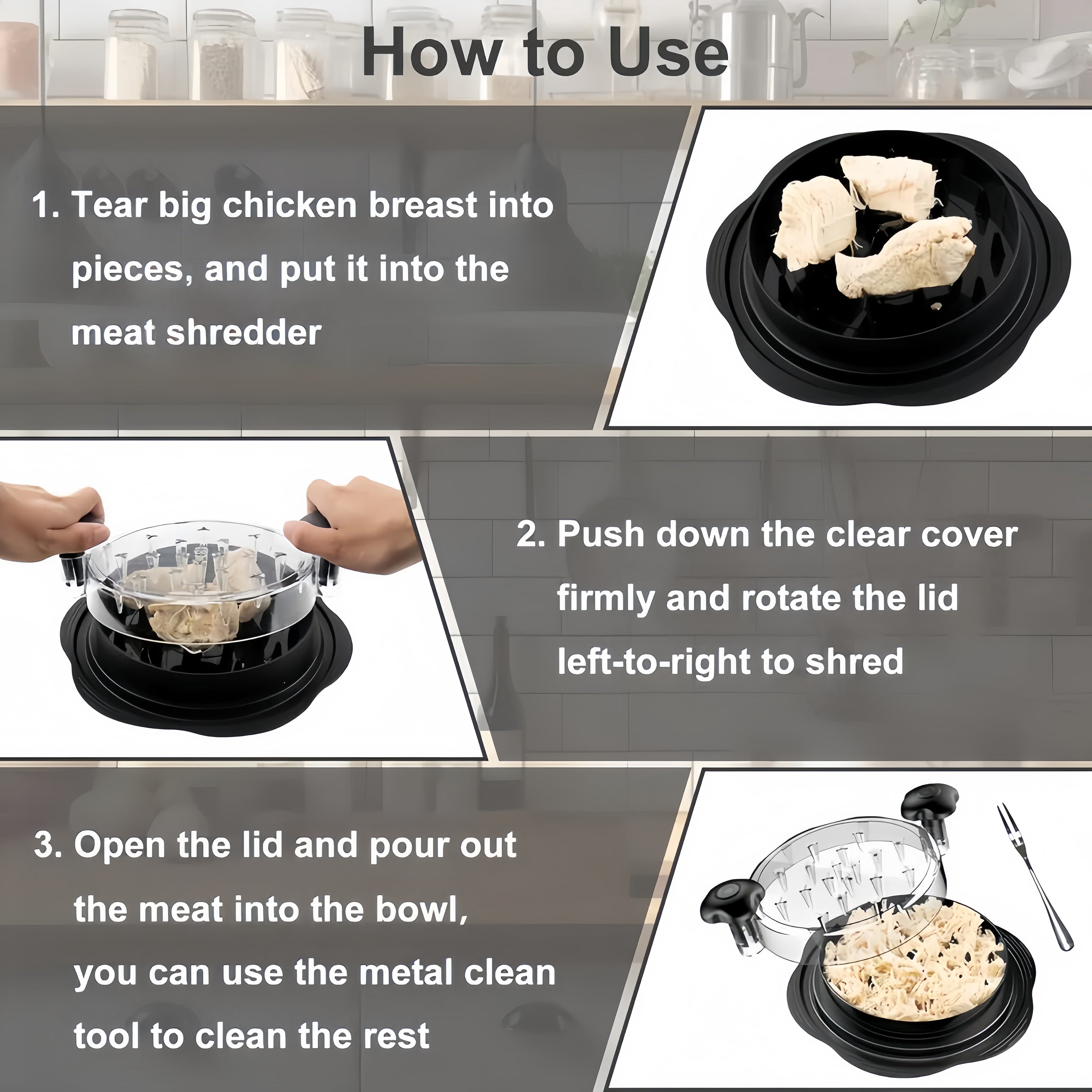 Chicken Shredder Tool Twist (Large 10 Inch), Meat Shredder for Pulled Pork Beef &amp; Chicken, BPA Free with Anti-Slip Base &amp; Handle, Kitchen Gadget, 1 Count