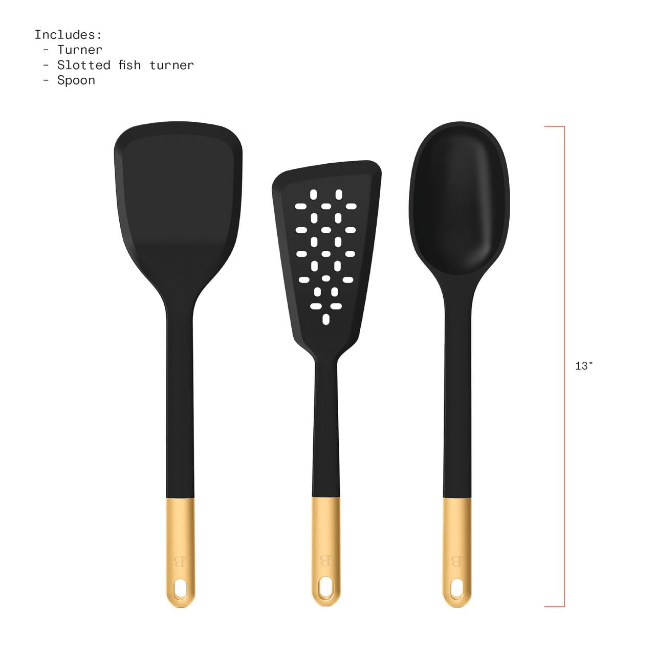 3-Piece Silicone Kitchen Utensil Tool Set, Porcini Taupe by Drew Barrymore
