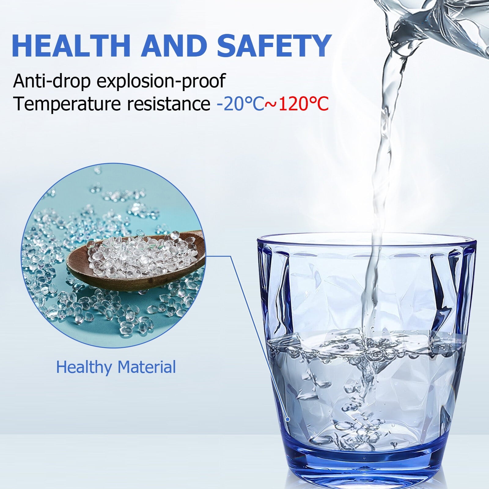470ml Transparent Blue PC Drinkware (Set of 4)