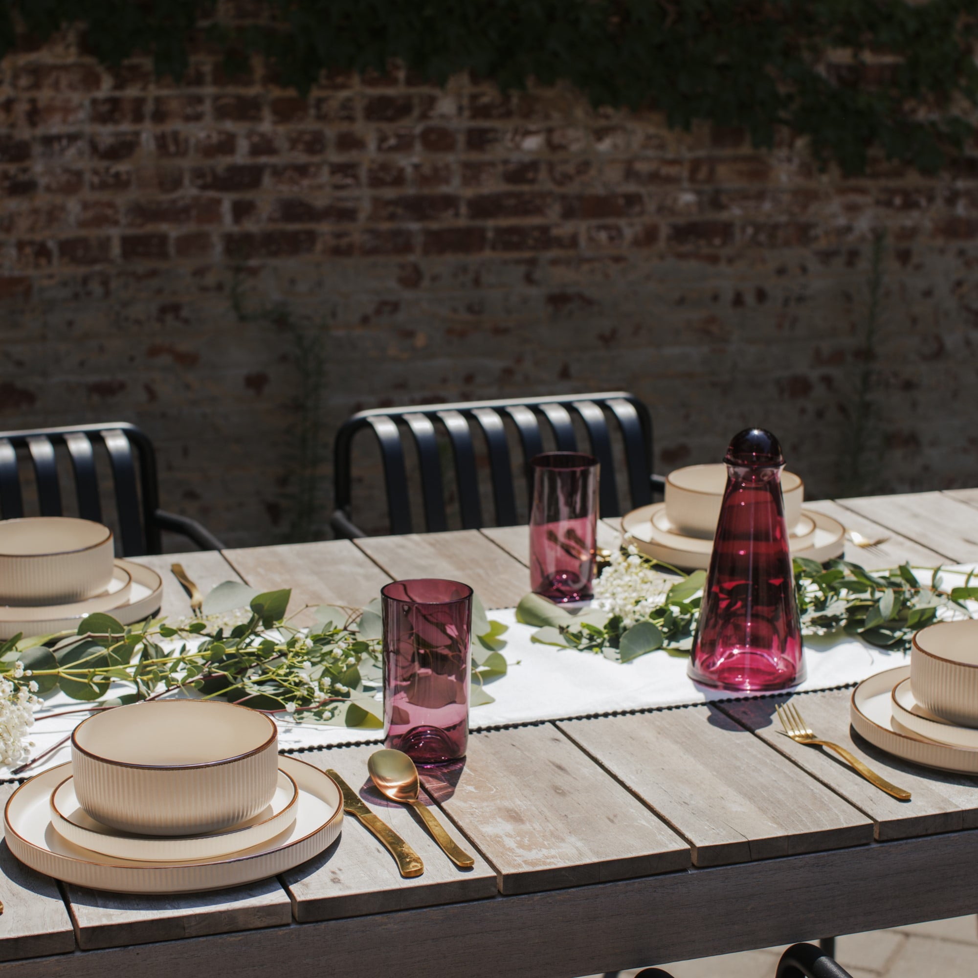 Thyme &amp; Table 20 fl oz Magenta Sphere Drinking Glasses, Set of 4