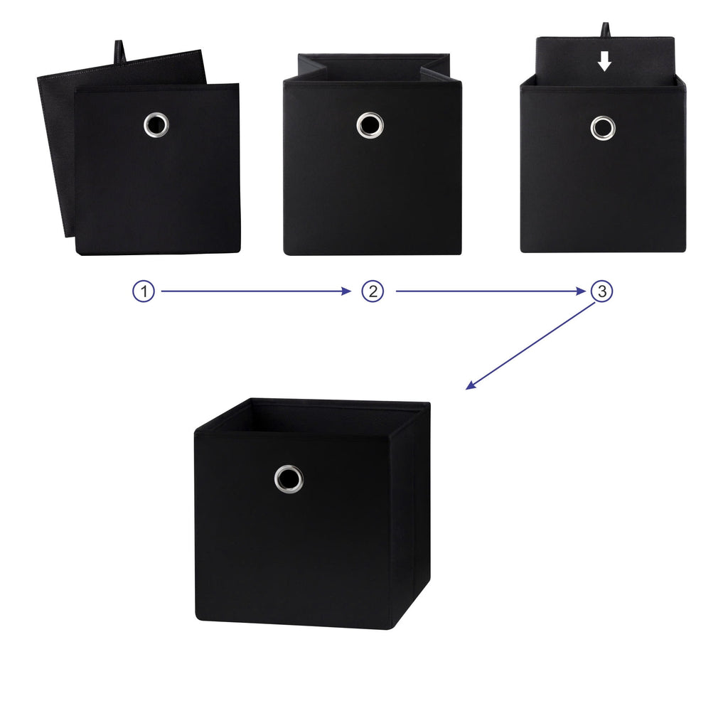 Collapsible Fabric Cube Storage Bin, Rich Black