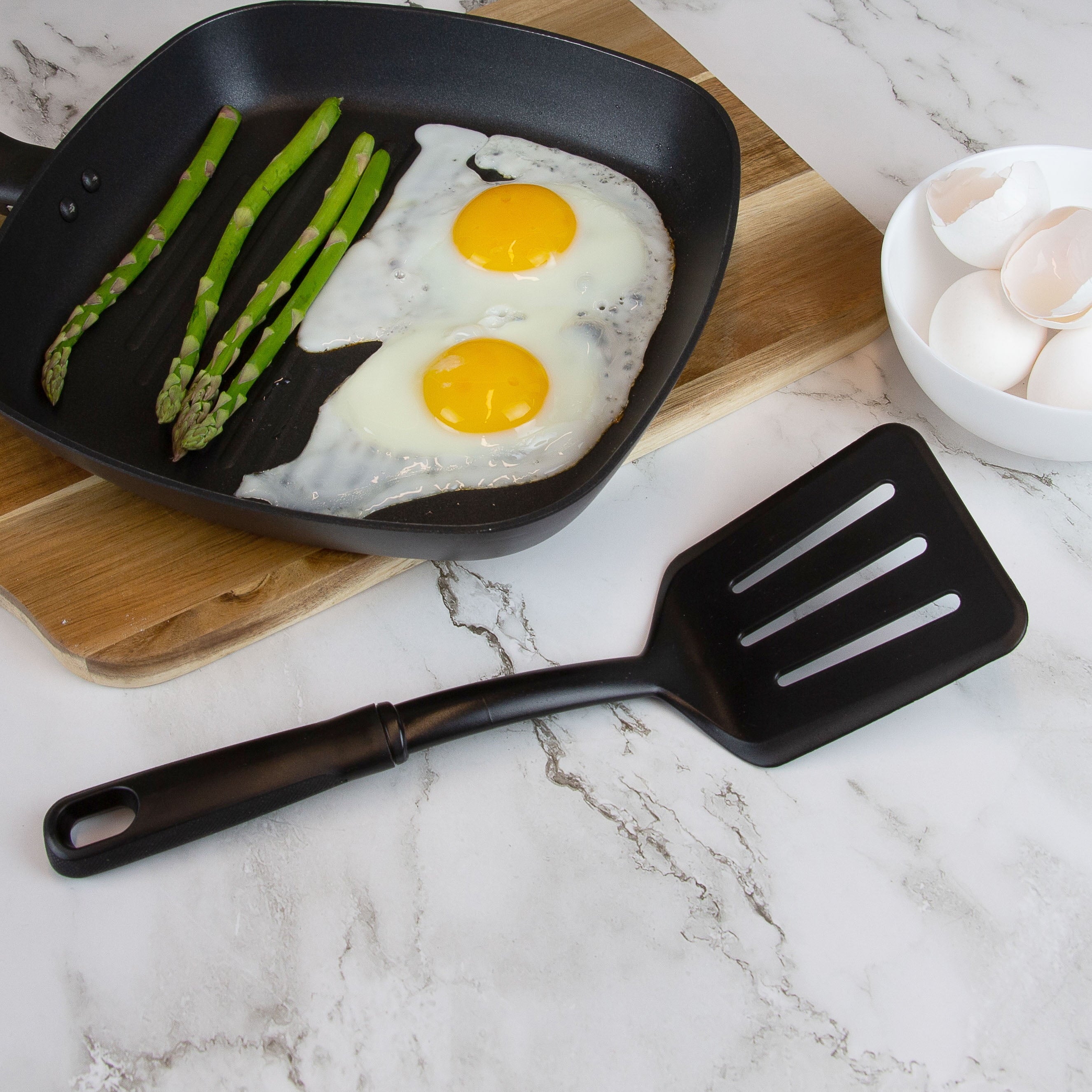 Nylon Slotted Kitchen Turner with Soft Grip Handle, Black