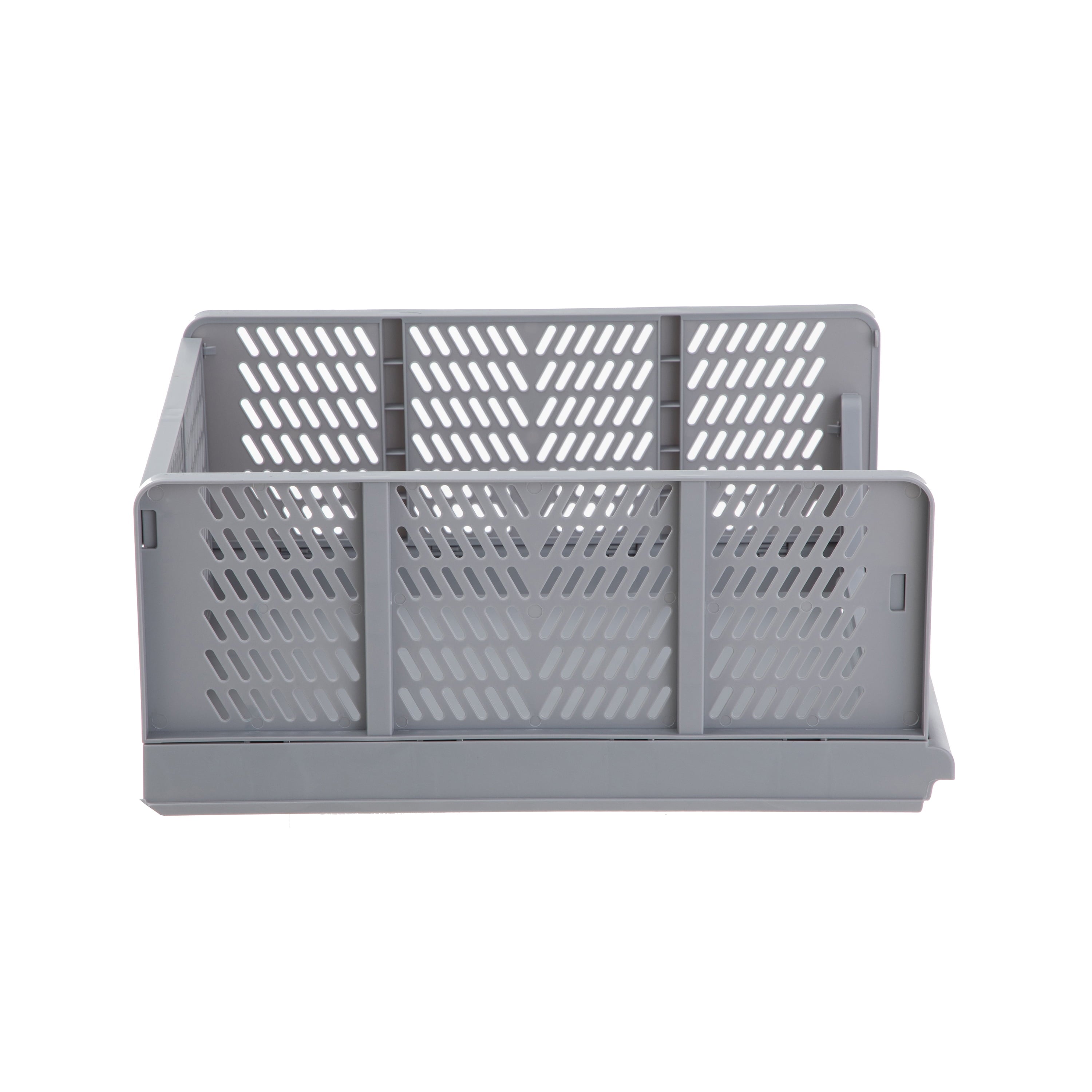 Kids Collapsible Stacking Plastic Storage Bin, Grey, 13 in x 17 in x 1.3 in