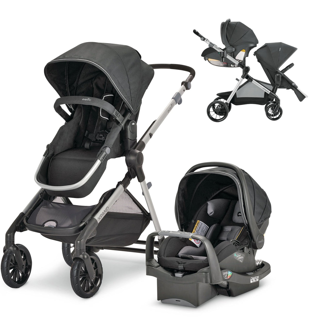 Evenflo Pivot Xpand Modular Compact Fold Travel System with Stroller & Car Seat