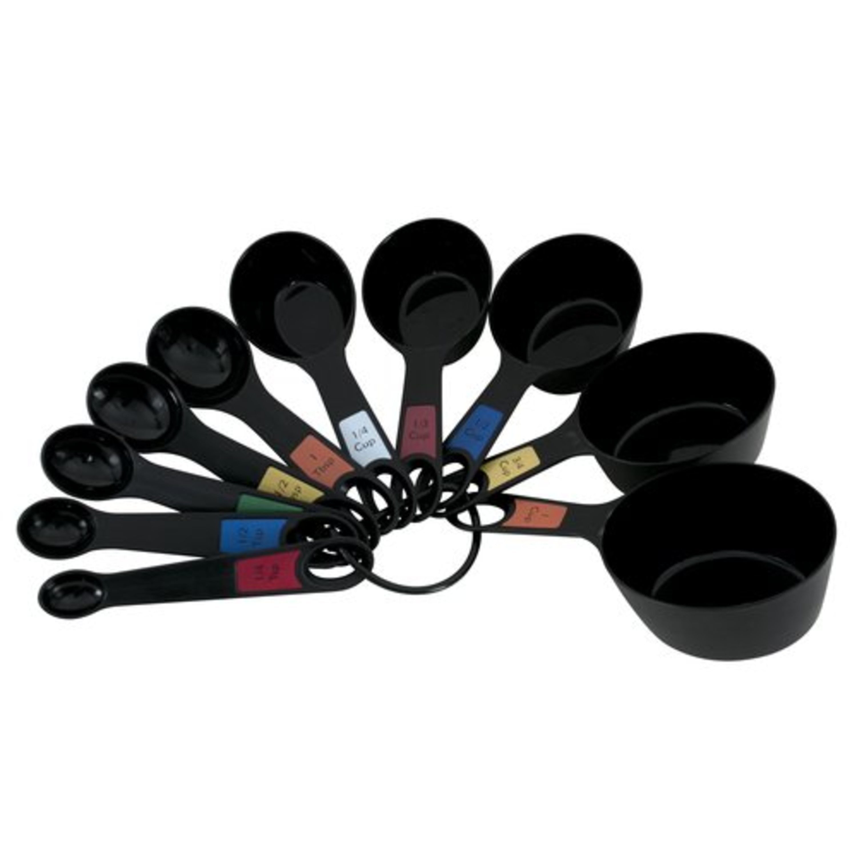 10 Piece Plastic Nesting Measuring Cup and Spoon Set Black
