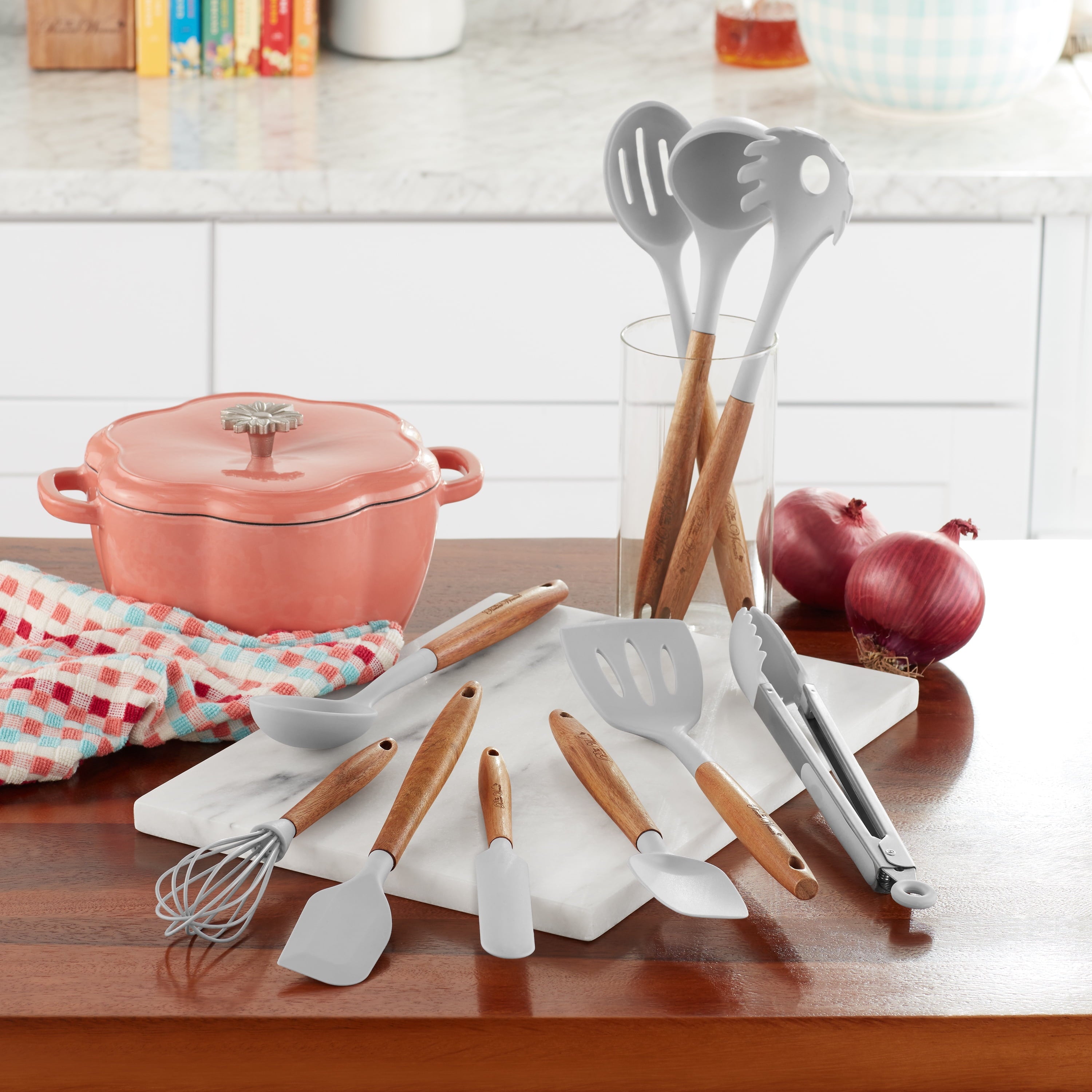 10-Piece Silicone and Acacia Wood Handle Cooking Utensils Set, Blue