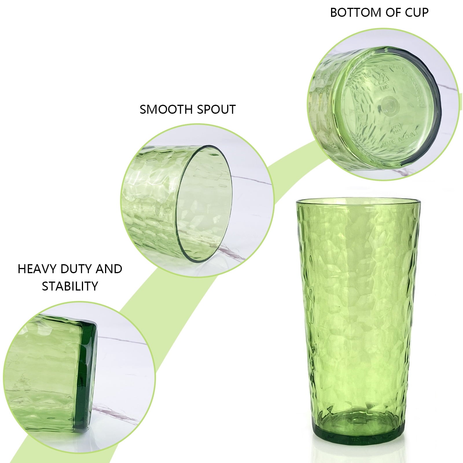 24-Ounce Plastic Tumbler Acrylic Drinking Glasses, Plastic Cups, , , Shatter Proof, , Set of 8 ( Multicolor )