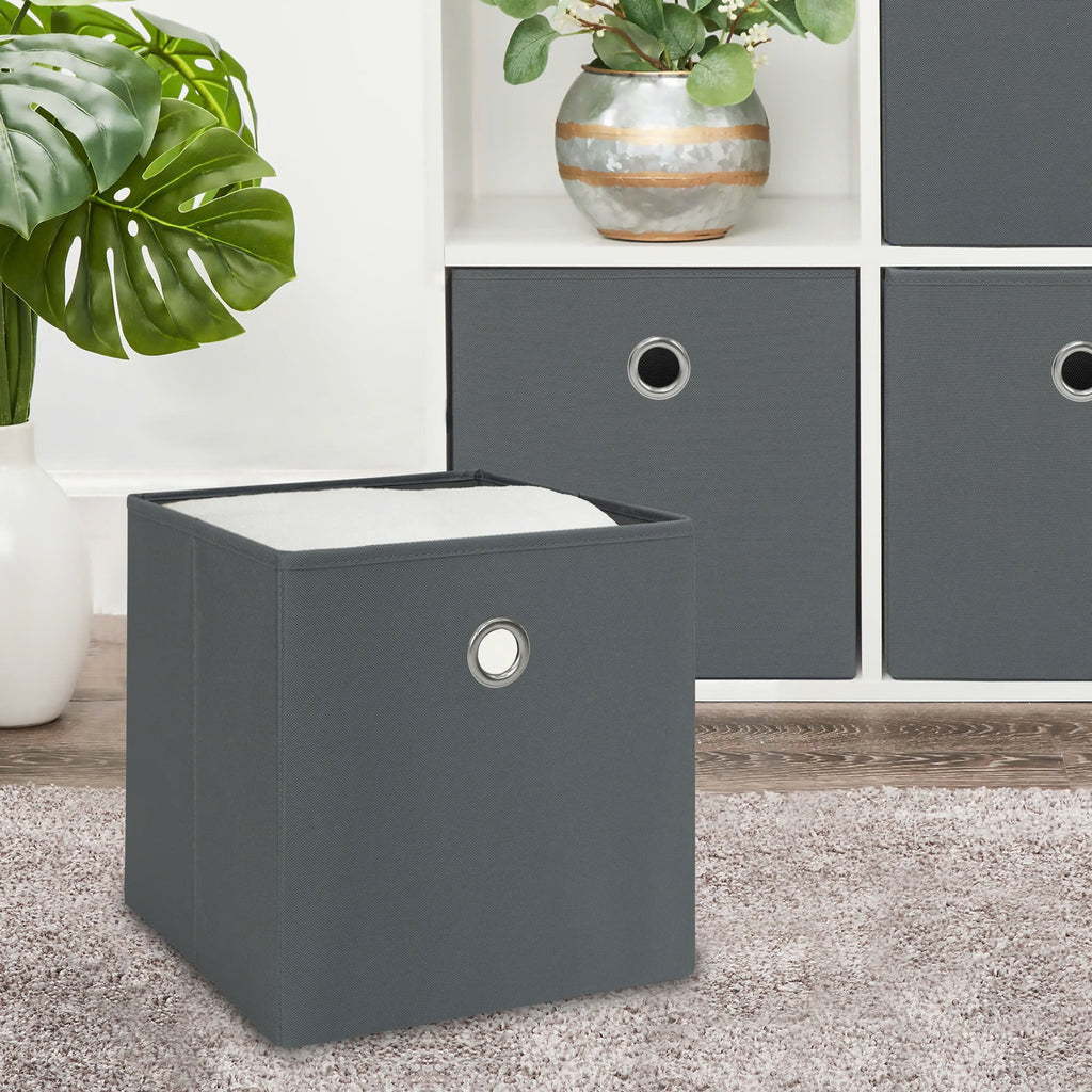 Collapsible Fabric Cube Storage Bin, Rich Black