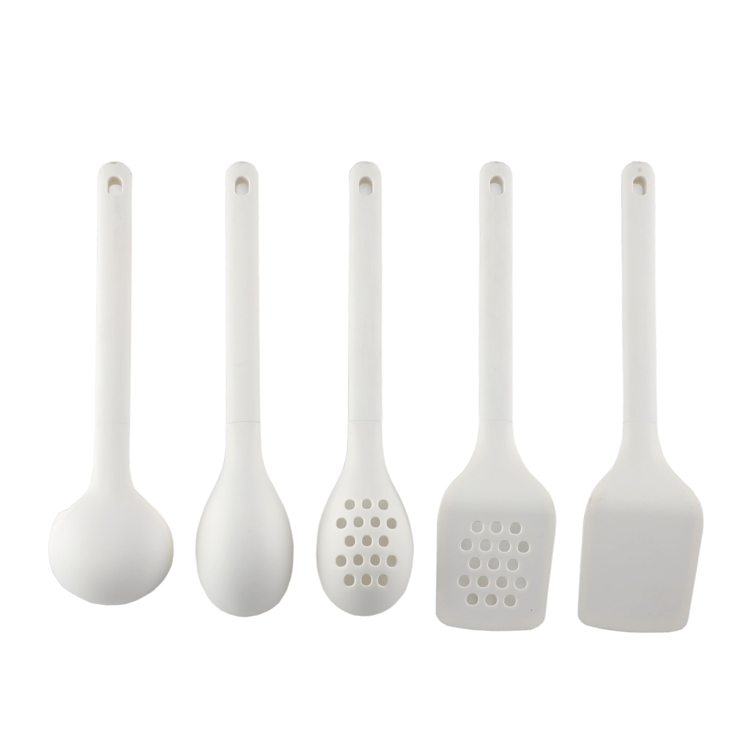 5-Piece Stainless Steel &amp; Silicone Utensil Set – &amp; Nonstick Safe