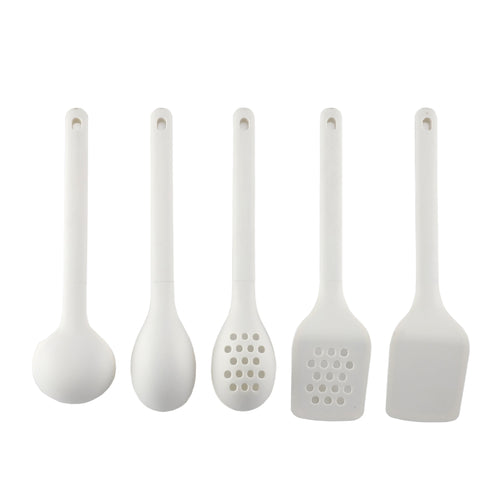 5-Piece Stainless Steel &amp; Silicone Utensil Set – &amp; Nonstick Safe