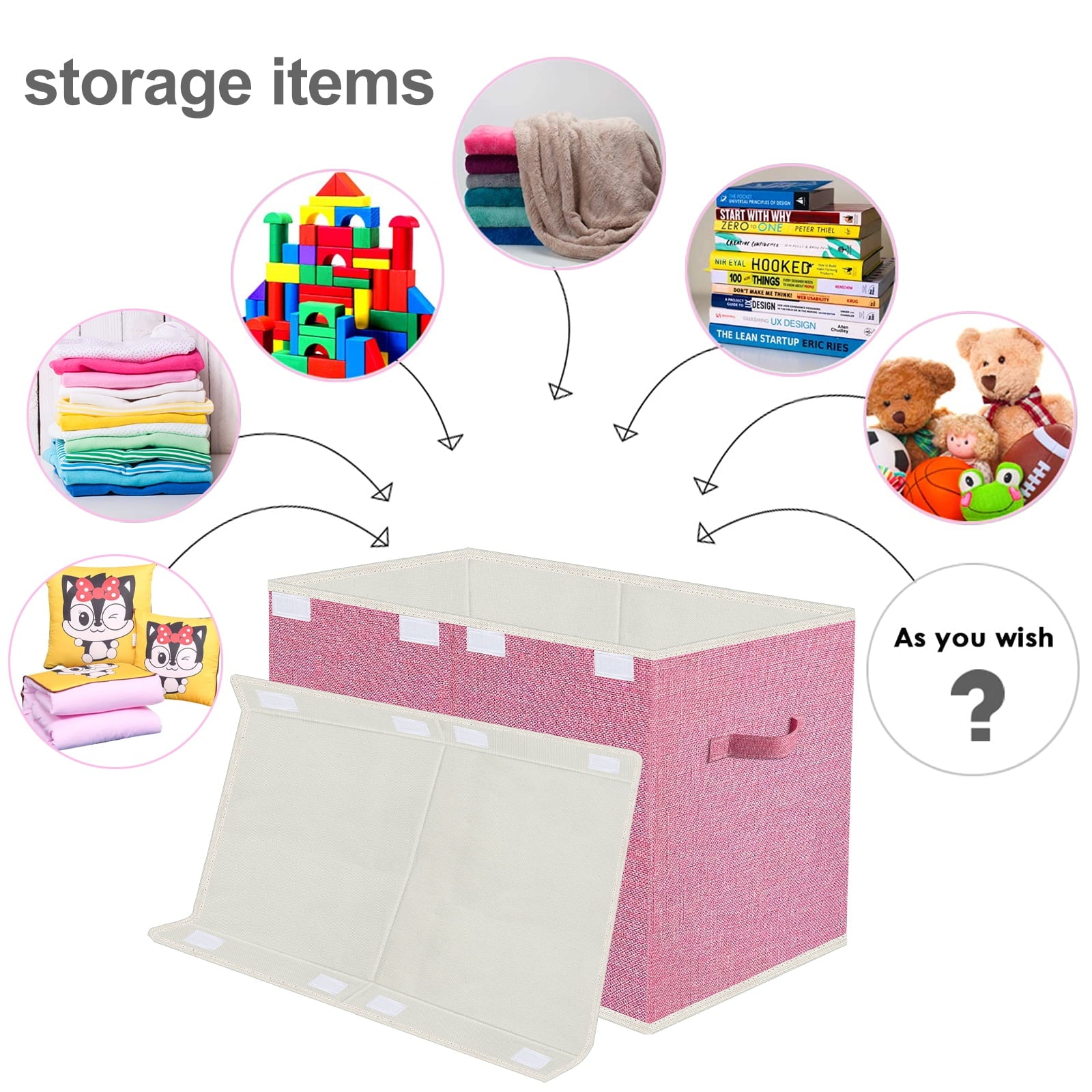 Large Toy Box for Girls,Toy Chest for Kids -Collapsible Toy Storage Organizer with Lid Toy Bin Storage Organizer for Nursery, Playroom, Bedroom , Closet, Living Room, Kindergarten (Pink)
