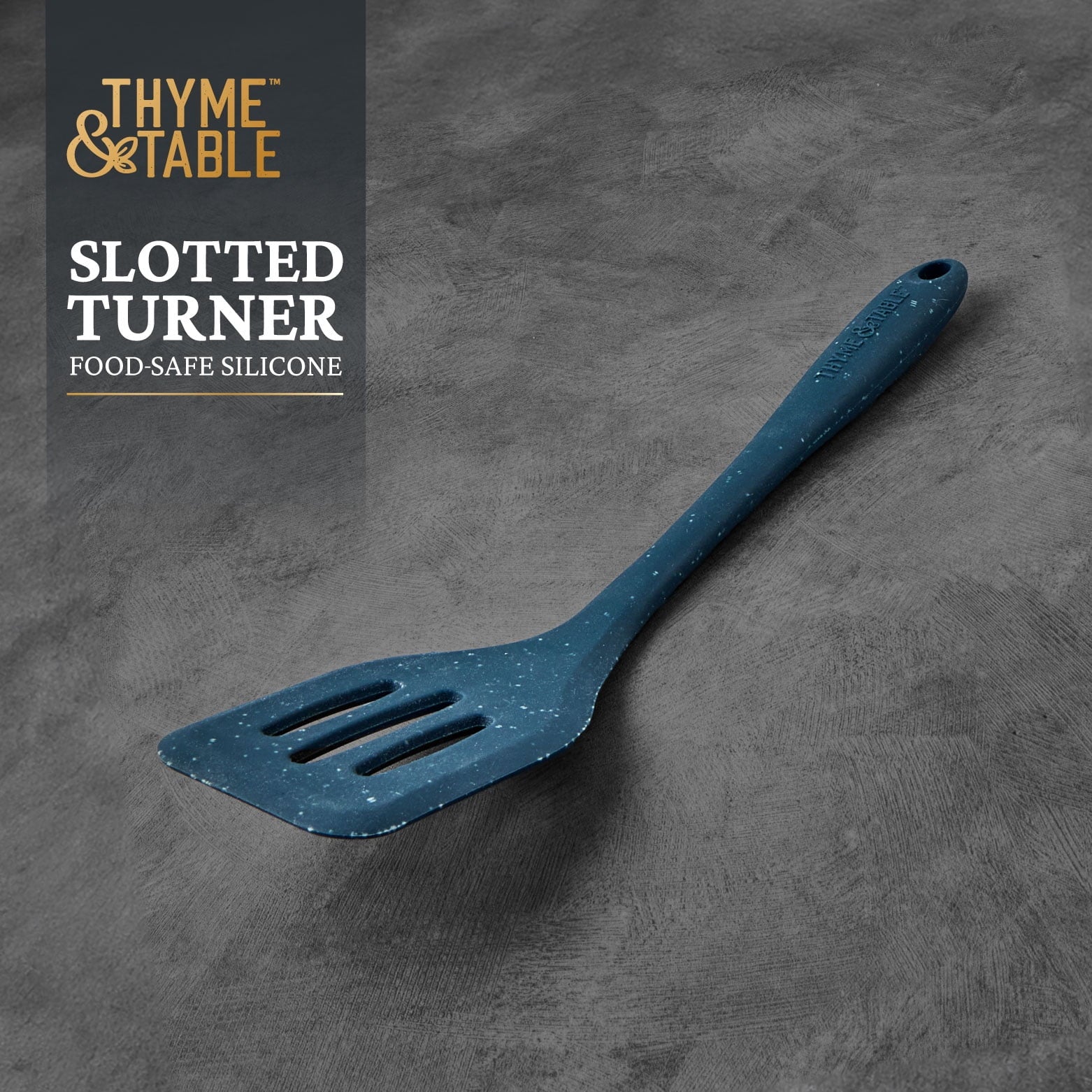 Thyme &amp; Table Silicone Slotted Turner, Speckled Blue