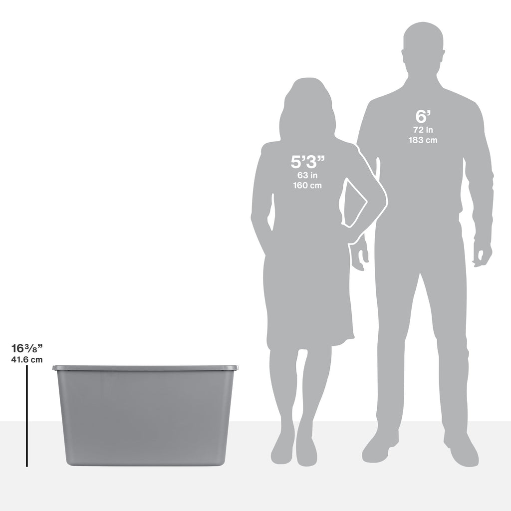30 Gallon Extra-Large Storage Bin, Plastic Storage Container with Snap-On Lid, Gray