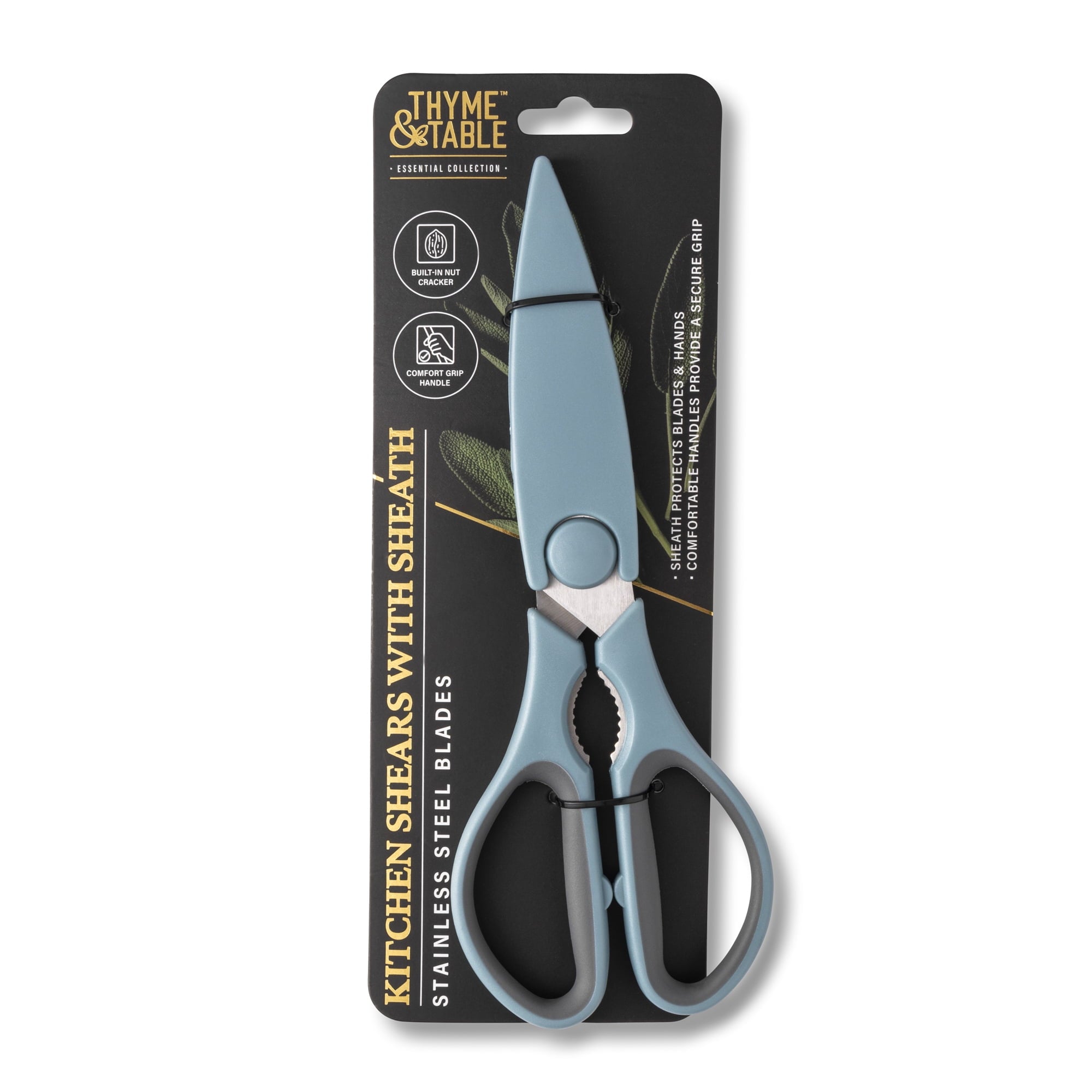 Thyme &amp; Table Stainless Steel Kitchen Shears with Sheath, Blue