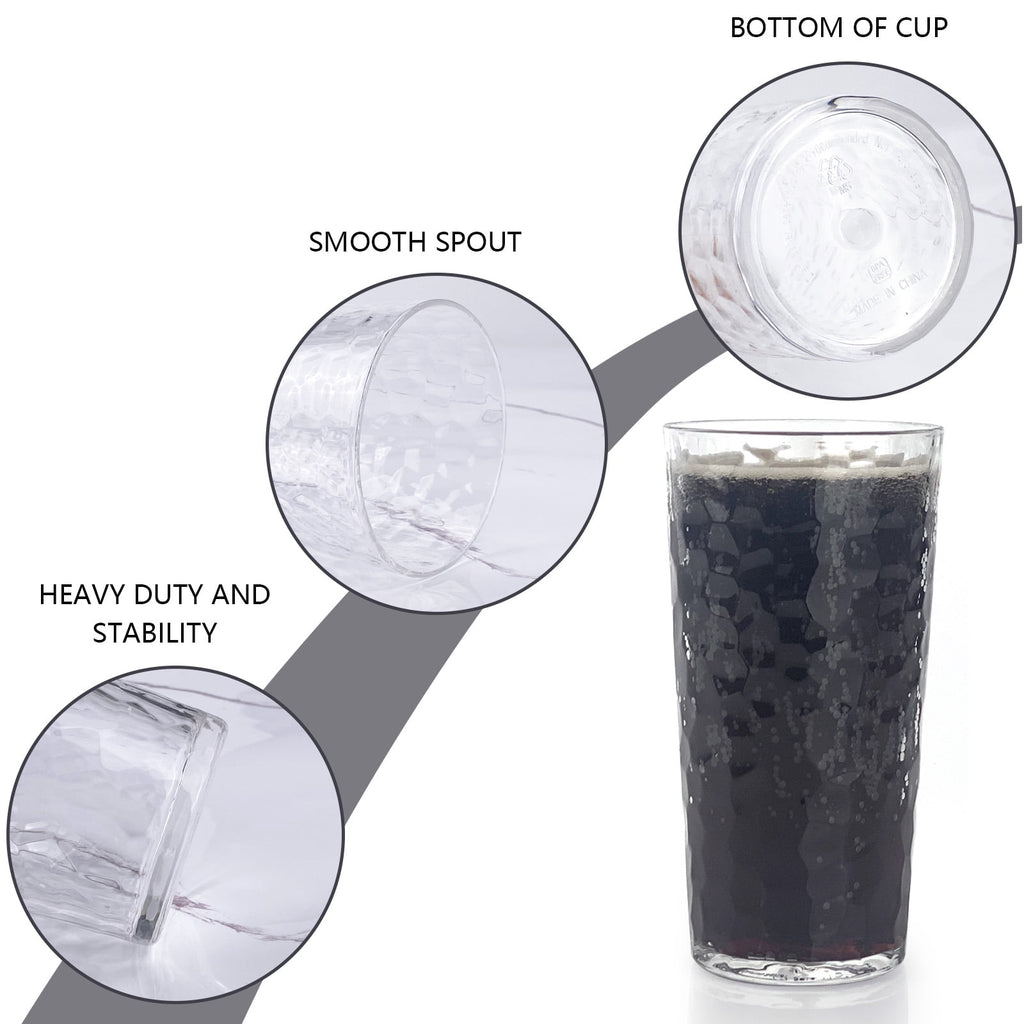 24-Ounce Plastic Tumbler Acrylic Drinking Glasses, Plastic Cups, , , Shatter Proof, , Set of 8 ( Multicolor )