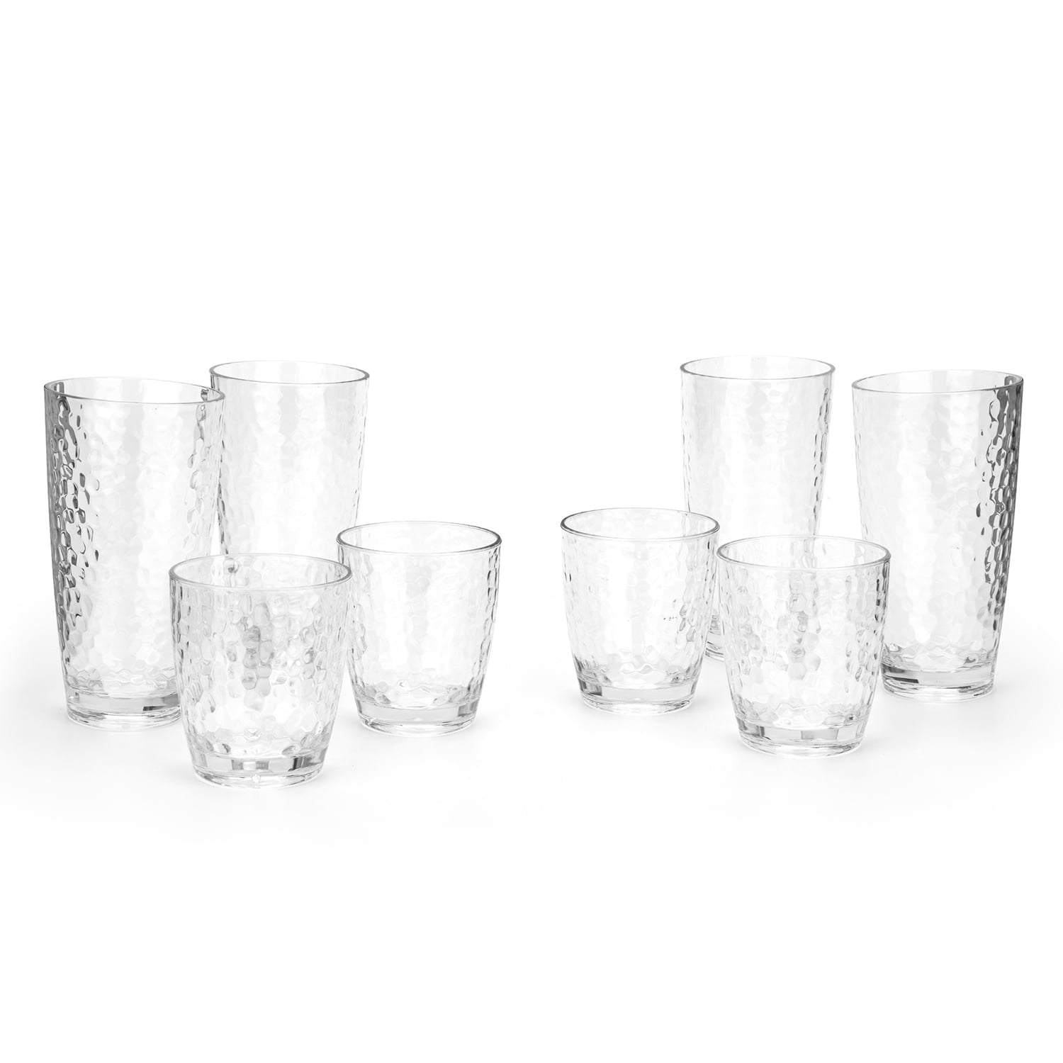 Hammered Style 15-ounce/430ml Acrylic Glasses Plastic Tumbler, Set of 6 Multi-Color,BPA Free,