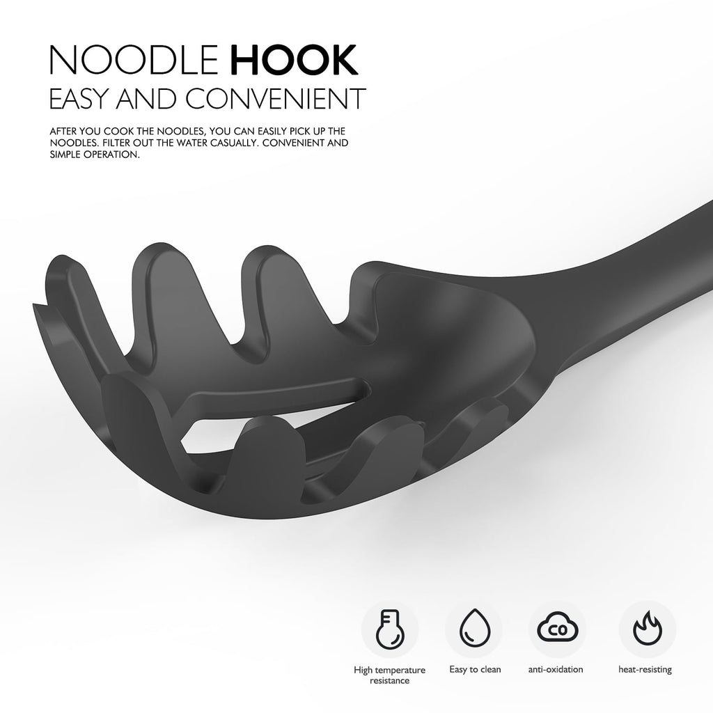 Large Silicone Cooking Utensils - Kitchen Utensil Set with Wooden Handles, Spatula,Turner, Slotted Spoon, Pasta server, Kitchen Gadgets Tools Sets for Non-Stick Cookware (Khaki)