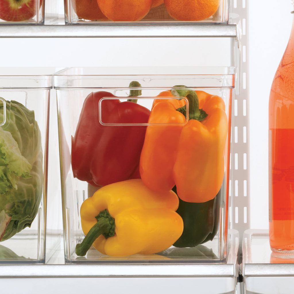 Large Deep Clear Plastic Pantry Storage Bin Organizer, Kitchen Cabinet, Fridge, Shelf and Countertop Storage Container for Pantry Organization, 12" x 7.5" x 8"