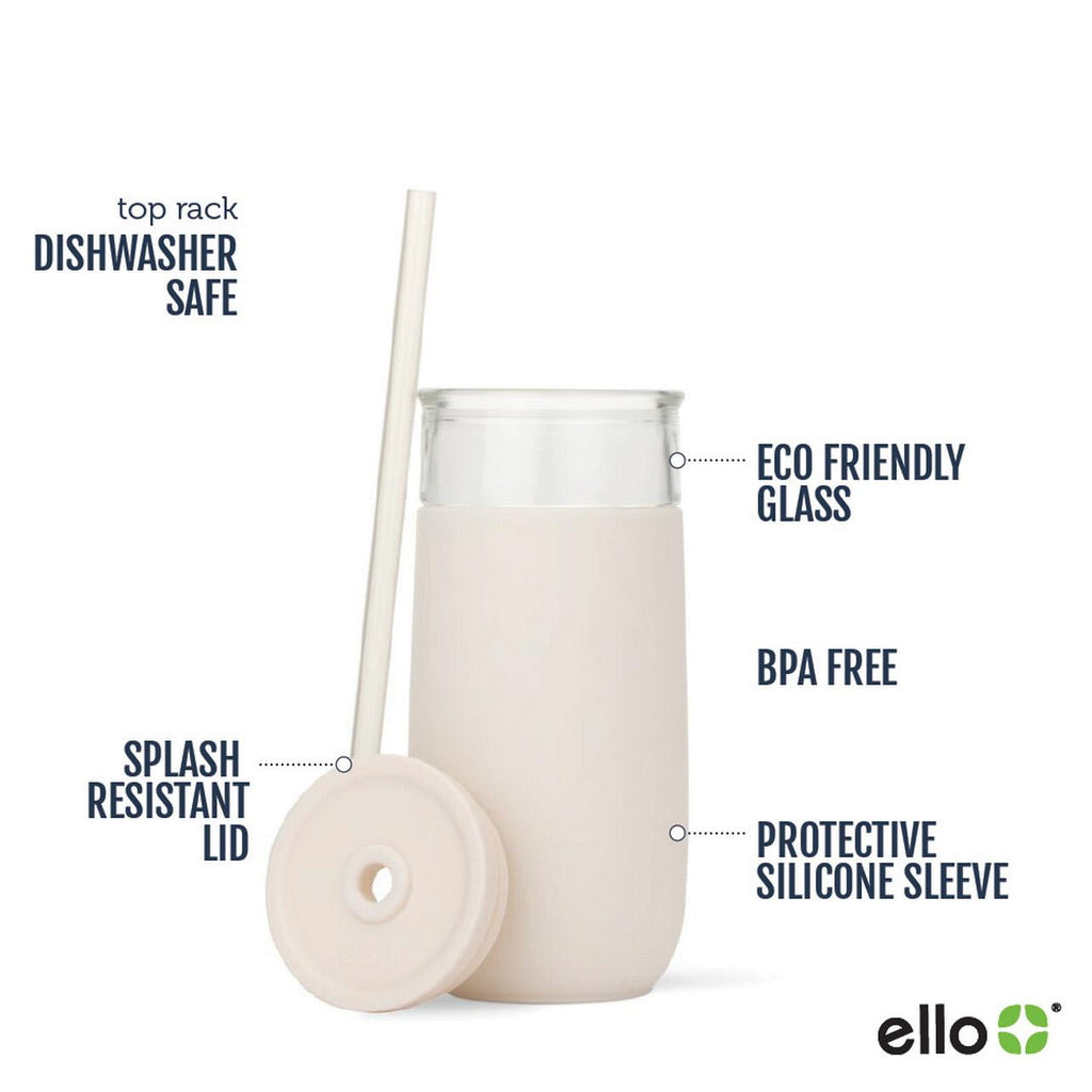 Avery 18oz Glass Tumbler with Straw, Cream