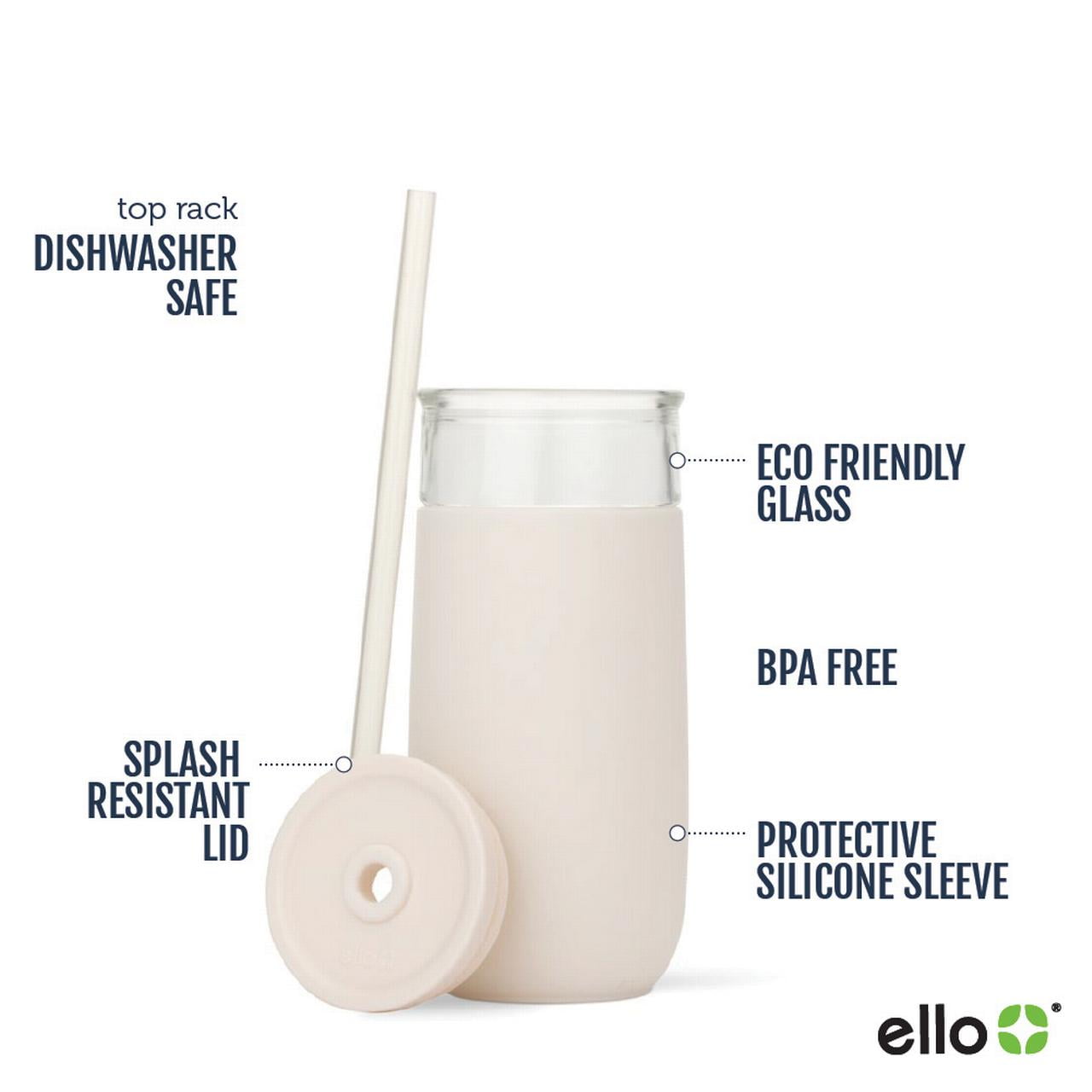 Avery 18oz Glass Tumbler with Straw, Cream