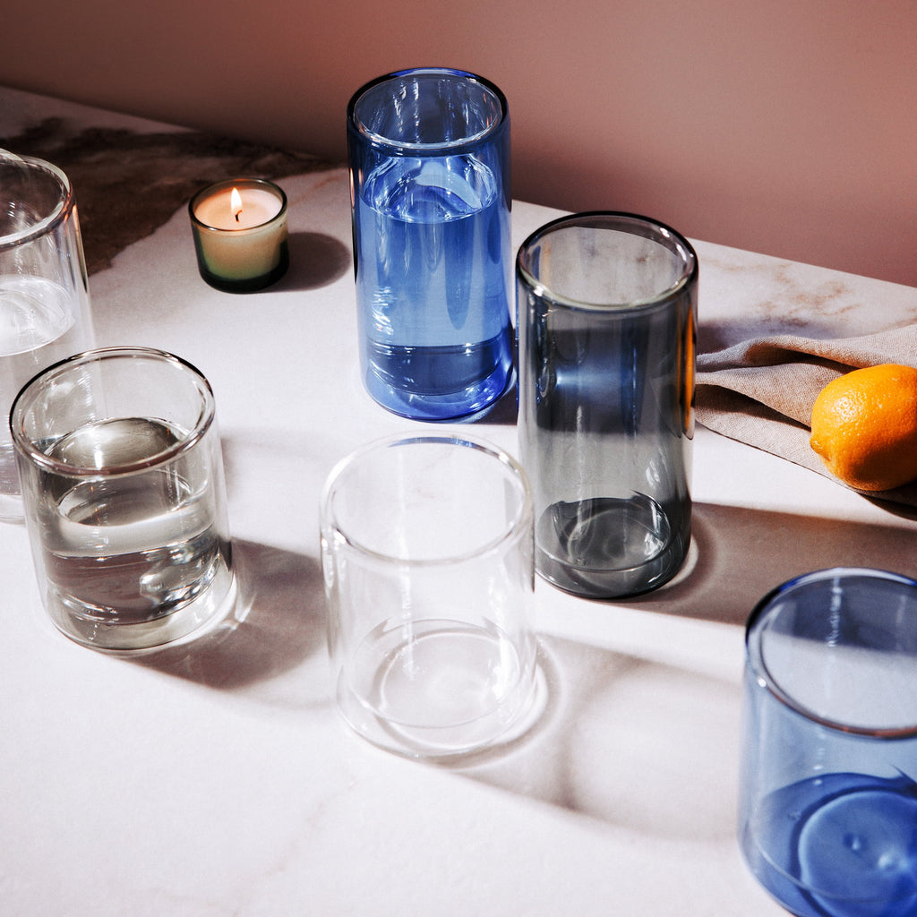 Thyme &amp; Table 13 fl oz &amp; 16 fl oz Clear Double Wall Drinking Glasses, Set of 4