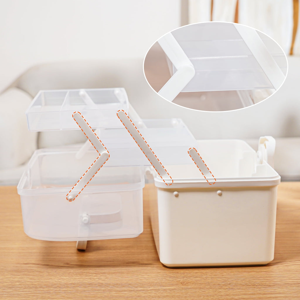 5 Layer storage bins with lid Stack &amp; Carry Box Plastic Handled with Removable Tray for Craft Adult