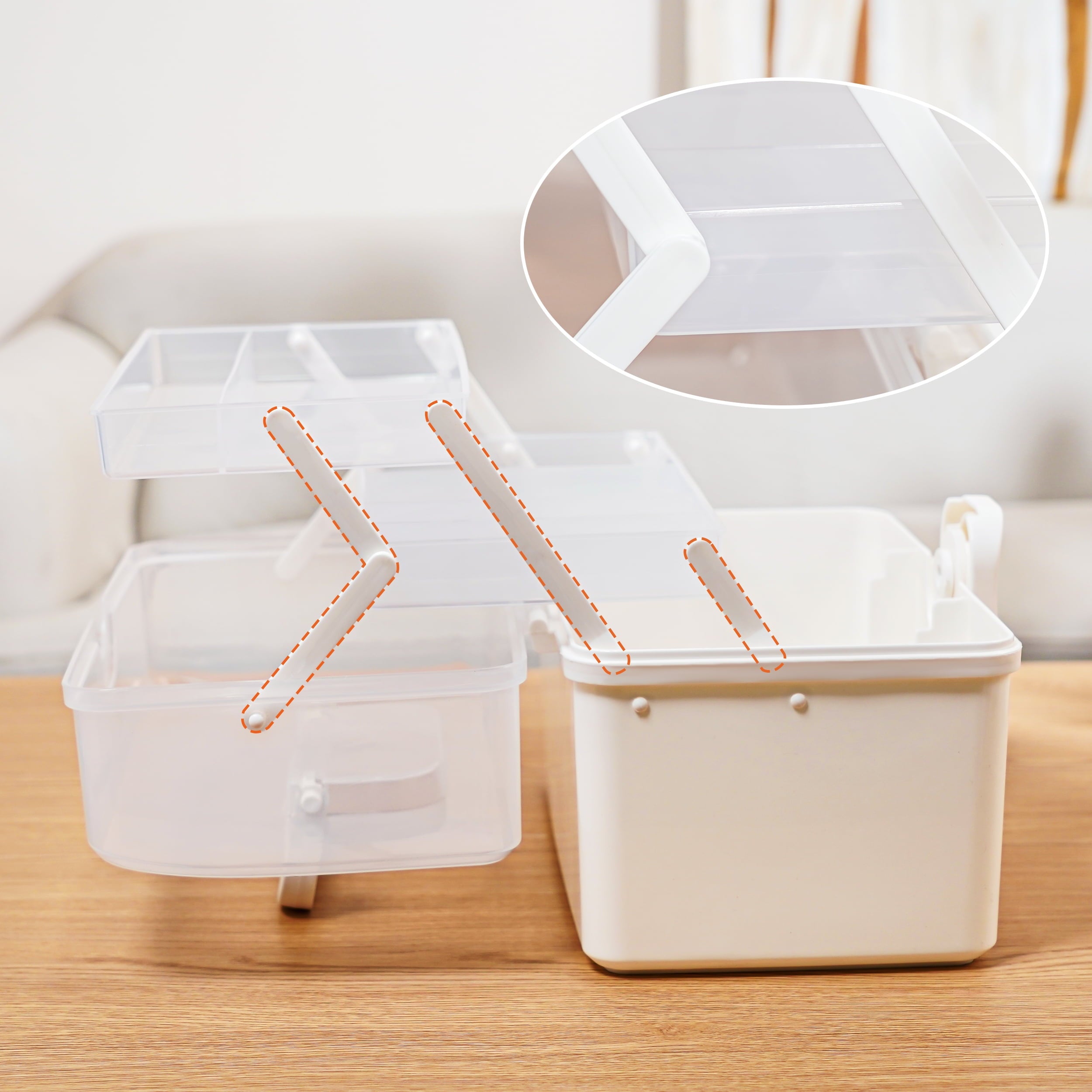 5 Layer storage bins with lid Stack &amp; Carry Box Plastic Handled with Removable Tray for Craft Adult