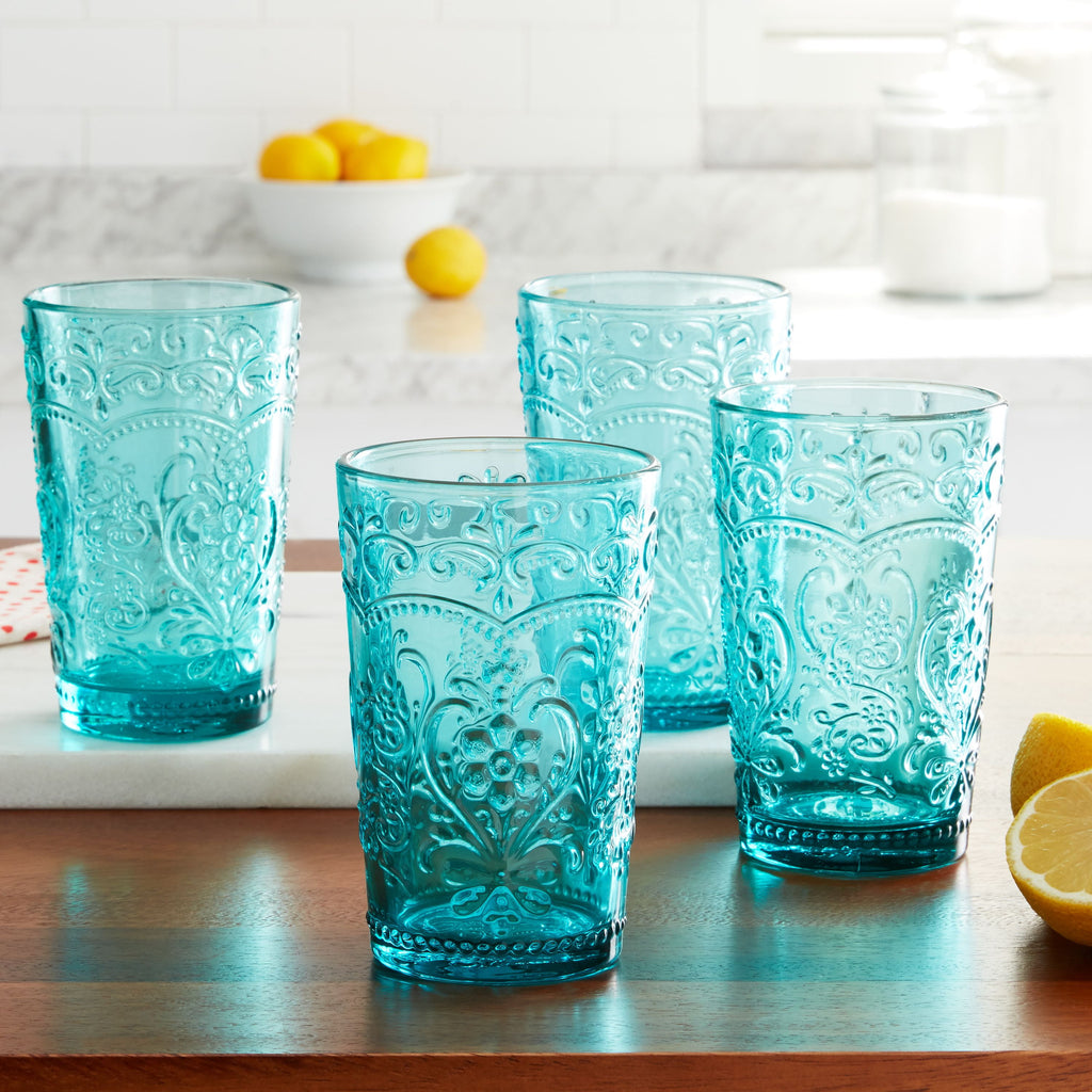 Amelia Pink 15.22-Ounce Glass Tumblers, Set of 4