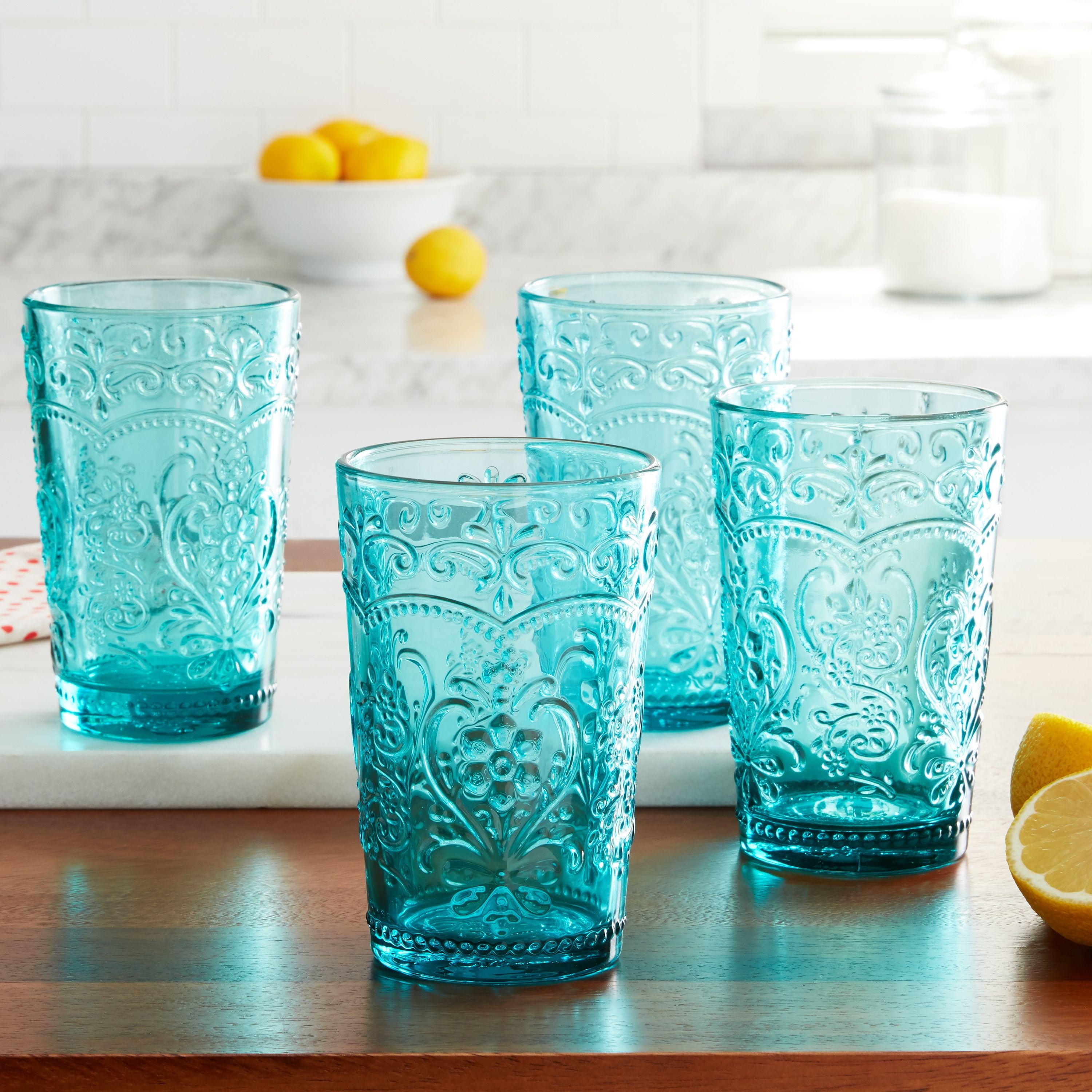 Amelia Pink 15.22-Ounce Glass Tumblers, Set of 4