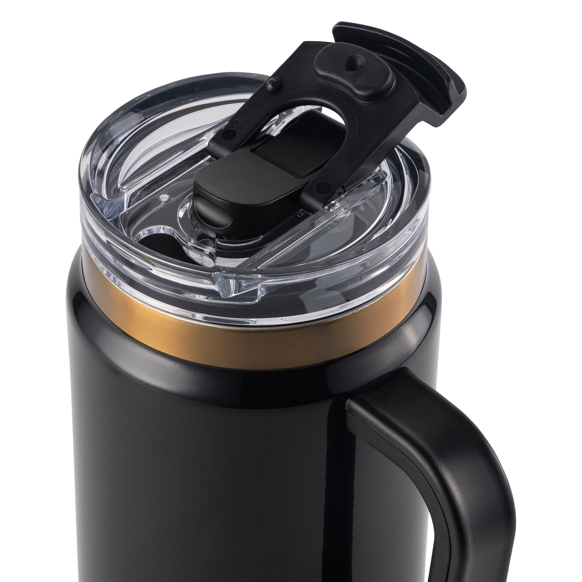 Thyme &amp; Table 32 fl oz Stainless Steel Luna Tumbler with Handle and Dual Straw Lid, Cream &amp; Black Check