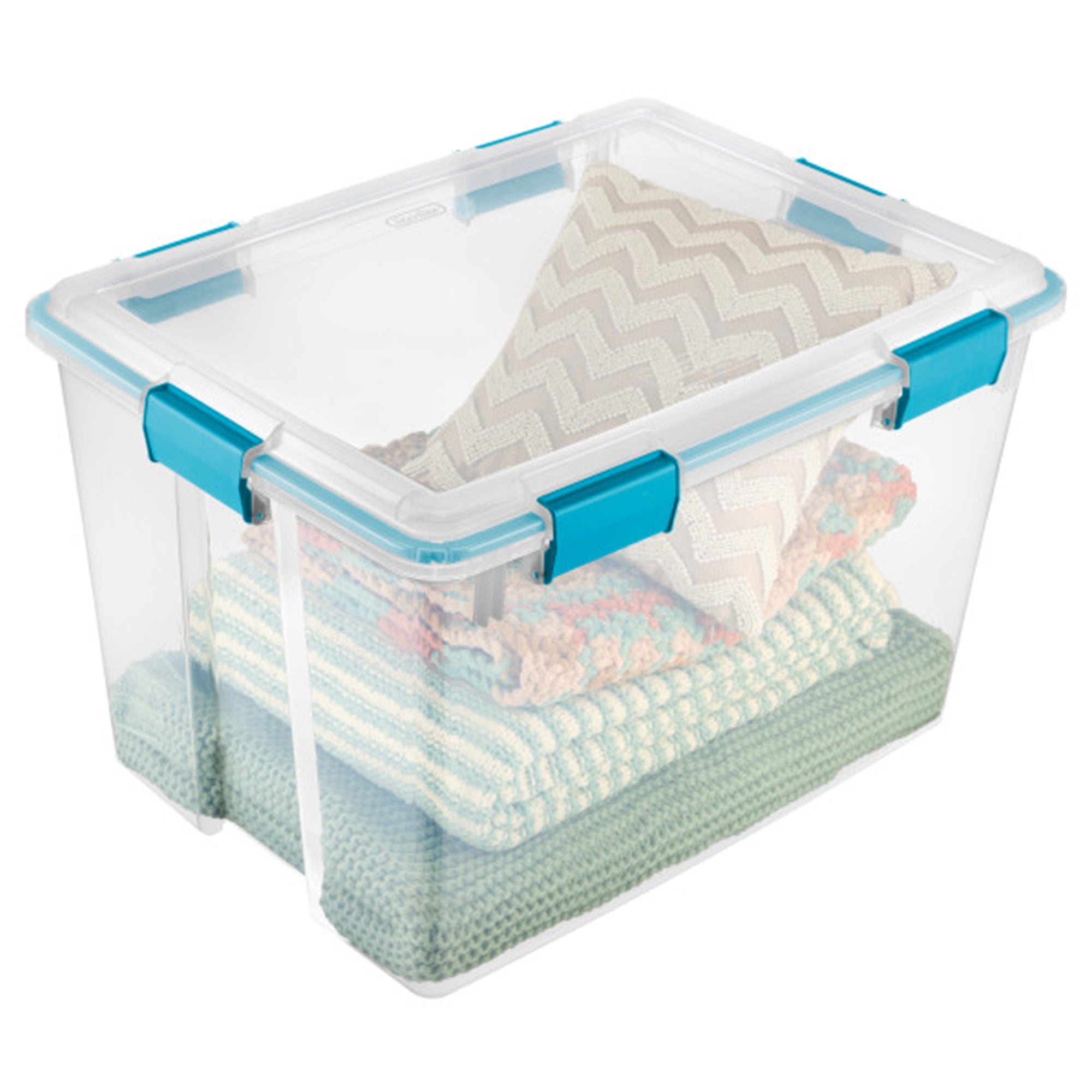 7.5 Quart Clear Plastic Storage Box with Latching Lids, (6 Pack)
