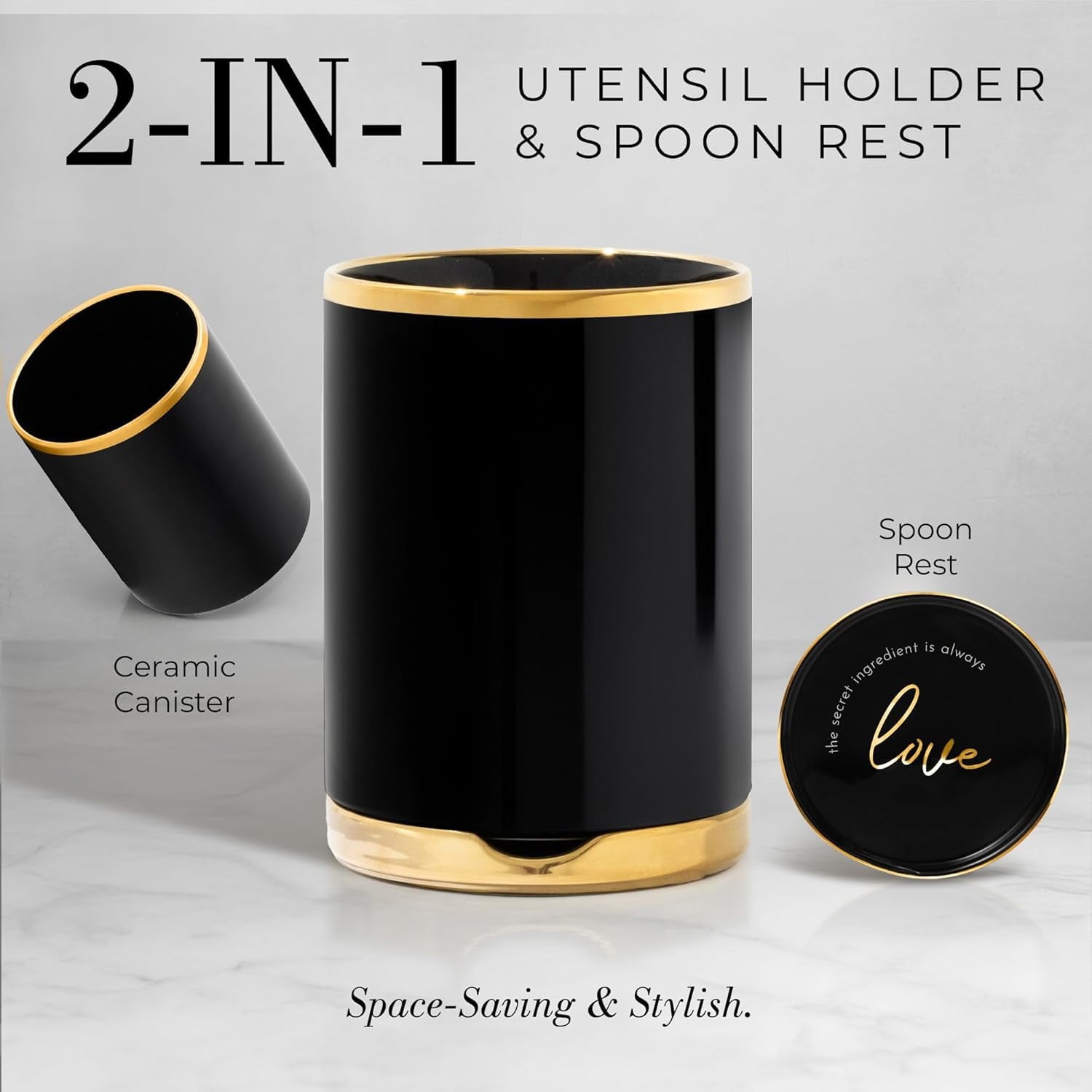 White Silicone and Gold Cooking Utensils Set