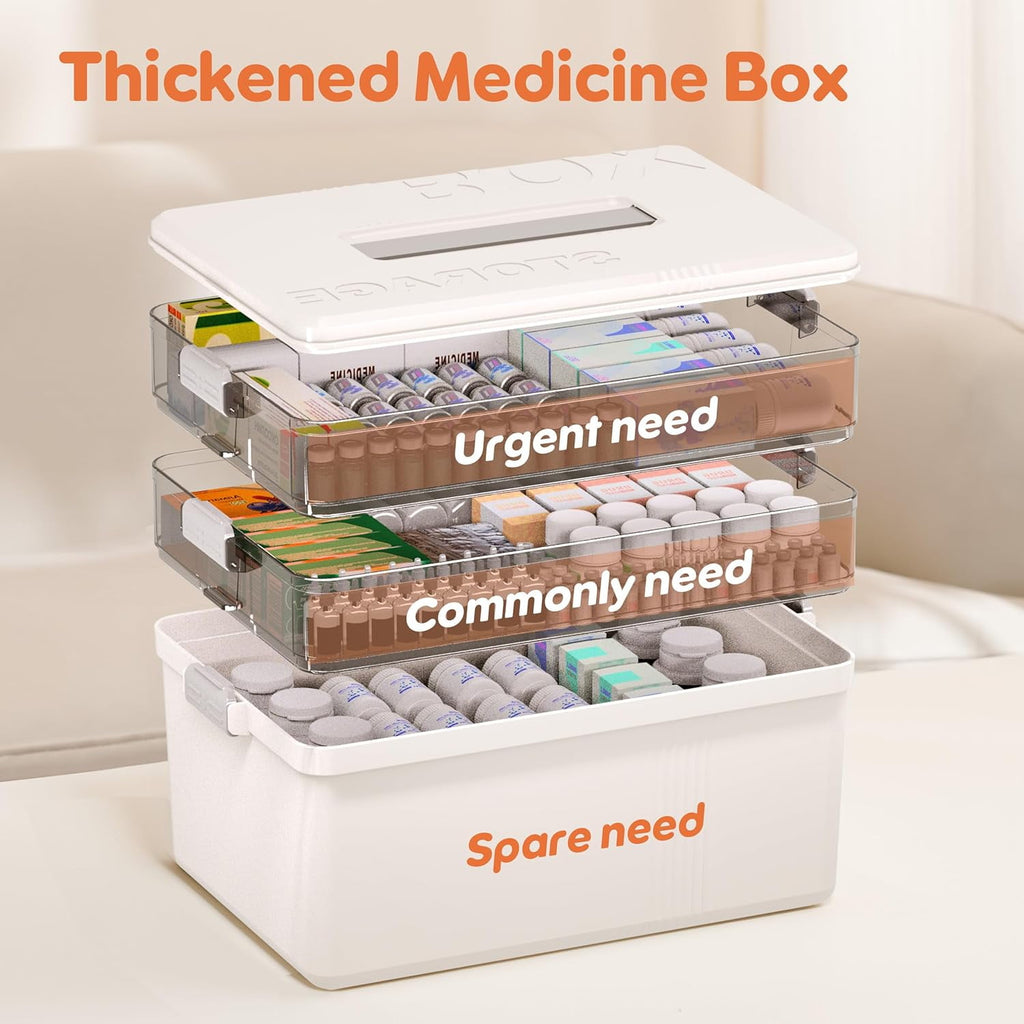 5 Layer storage bins with lid Stack &amp; Carry Box Plastic Handled with Removable Tray for Craft Adult
