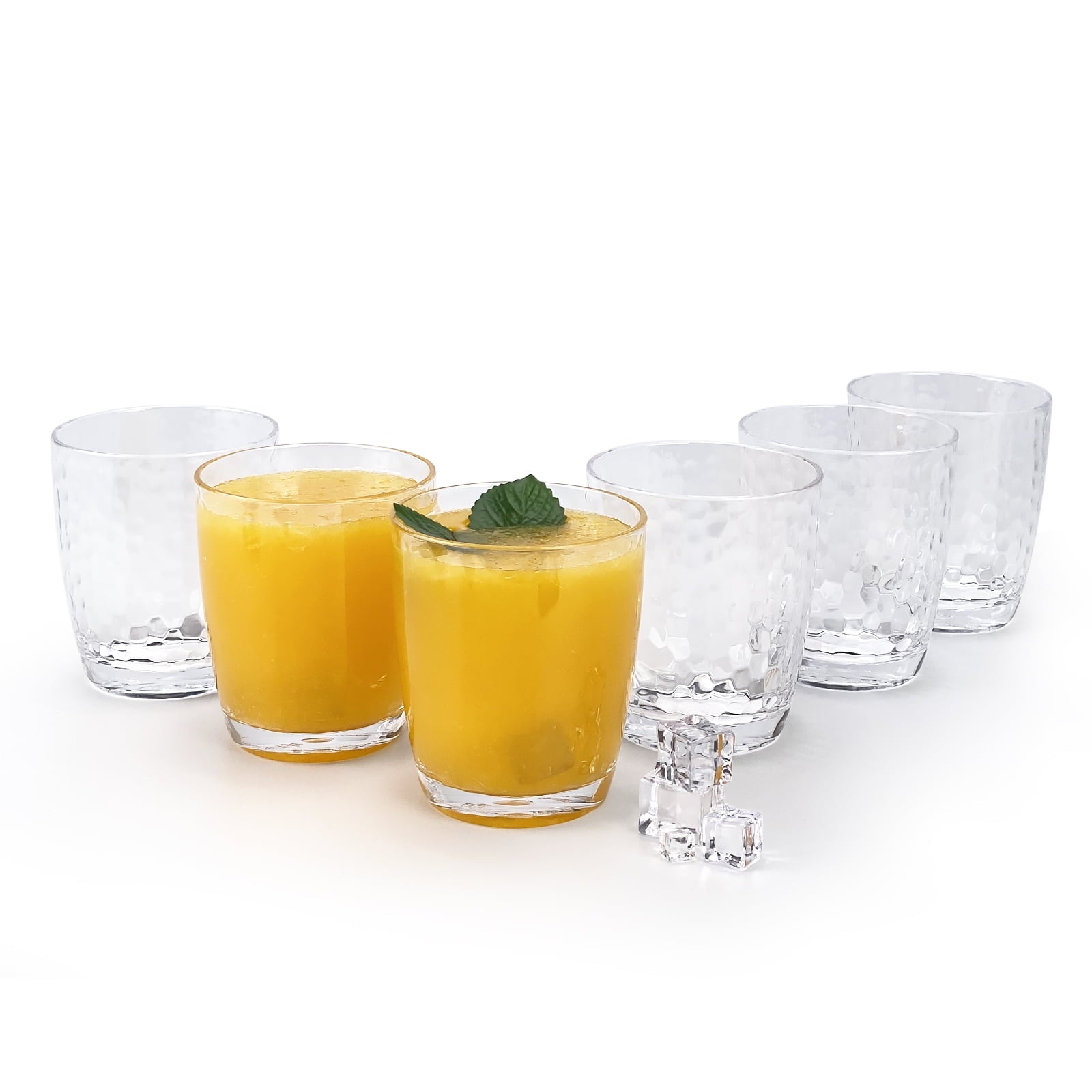 Hammered Style 15-ounce/430ml Acrylic Glasses Plastic Tumbler, Set of 6 Multi-Color,BPA Free,