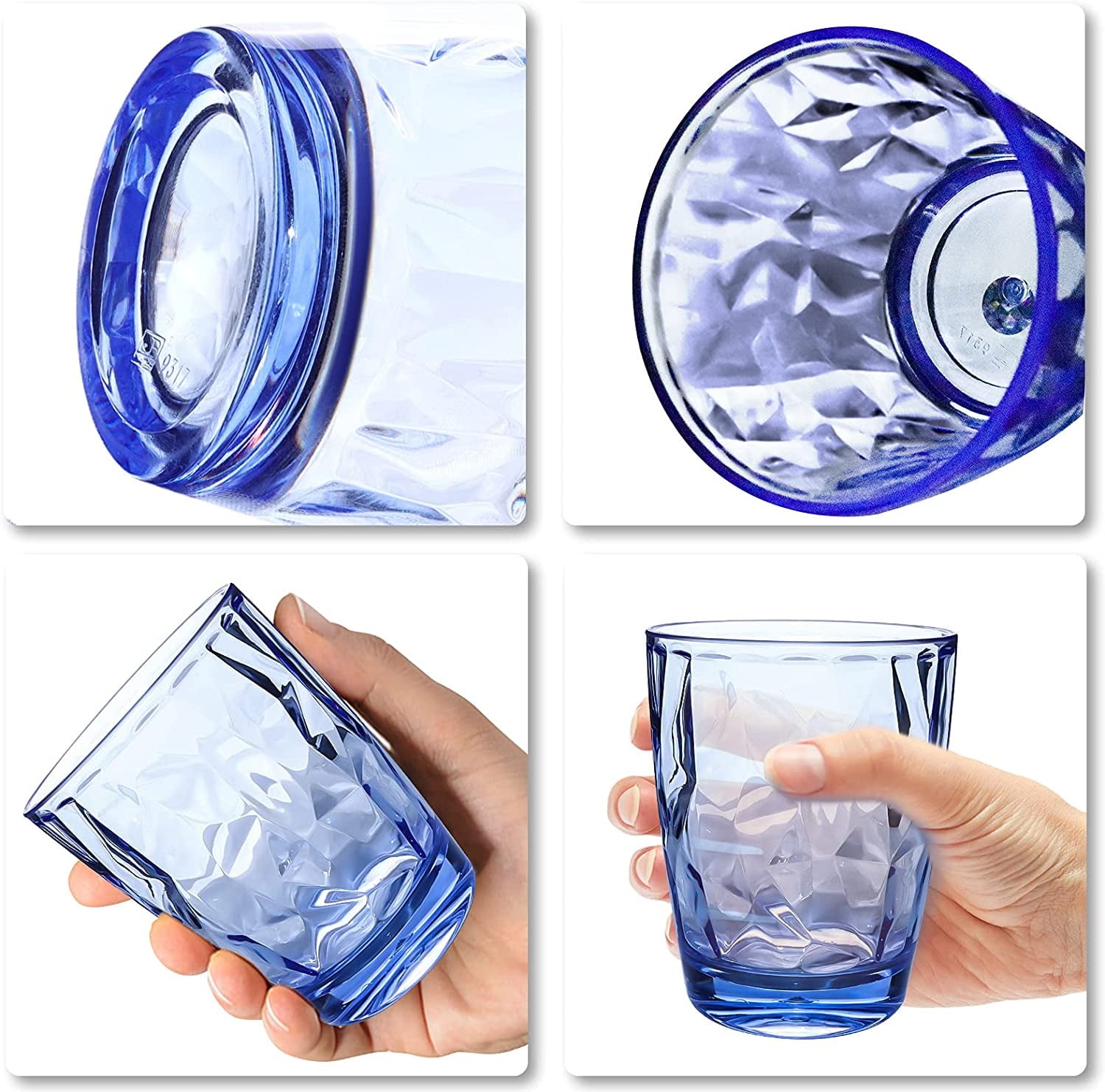 470ml Transparent Blue PC Drinkware (Set of 4)
