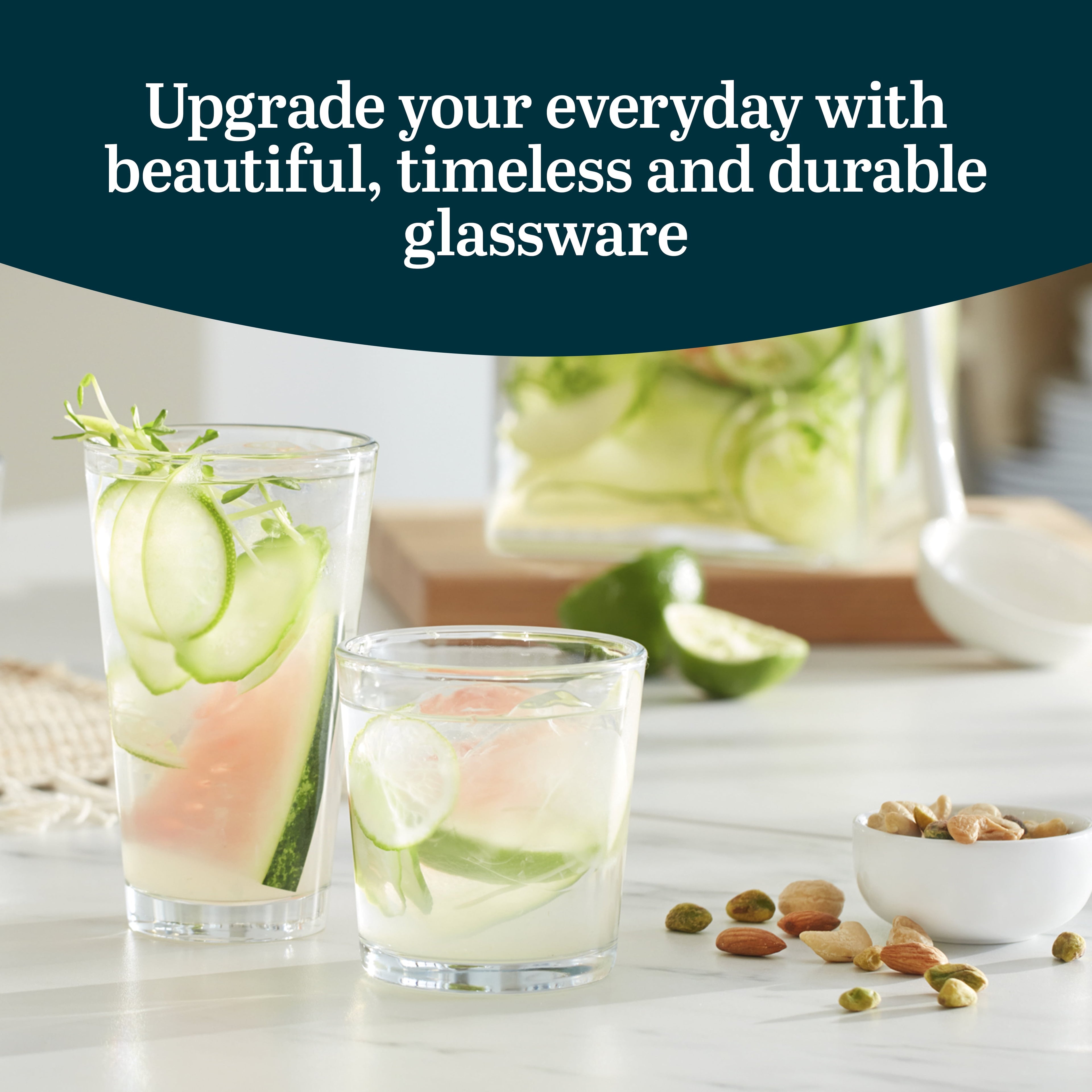 Preston Tumbler and Rocks Glass Cups Set, All Purpose Everyday Drinking Glasses Set of 16, Glassware Drinking Glasses for Birthdays, Dinners