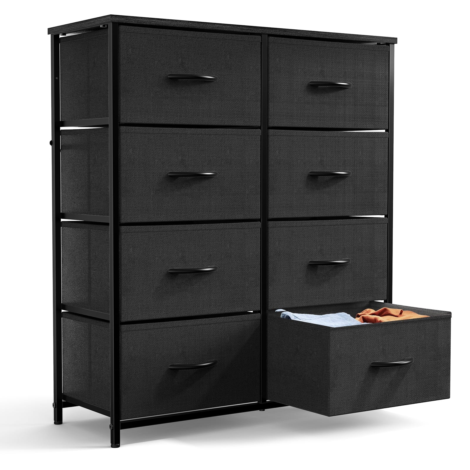 8-Drawer Fabric Dresser Storage Chest for Bedroom, Closet, Entryway, Storage Furniture for Adults, Black