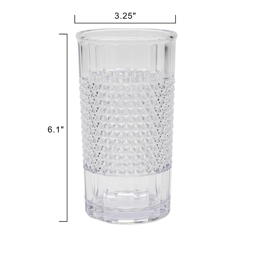 20 oz Clear Tall Acrylic Diamond Texture Tumbler