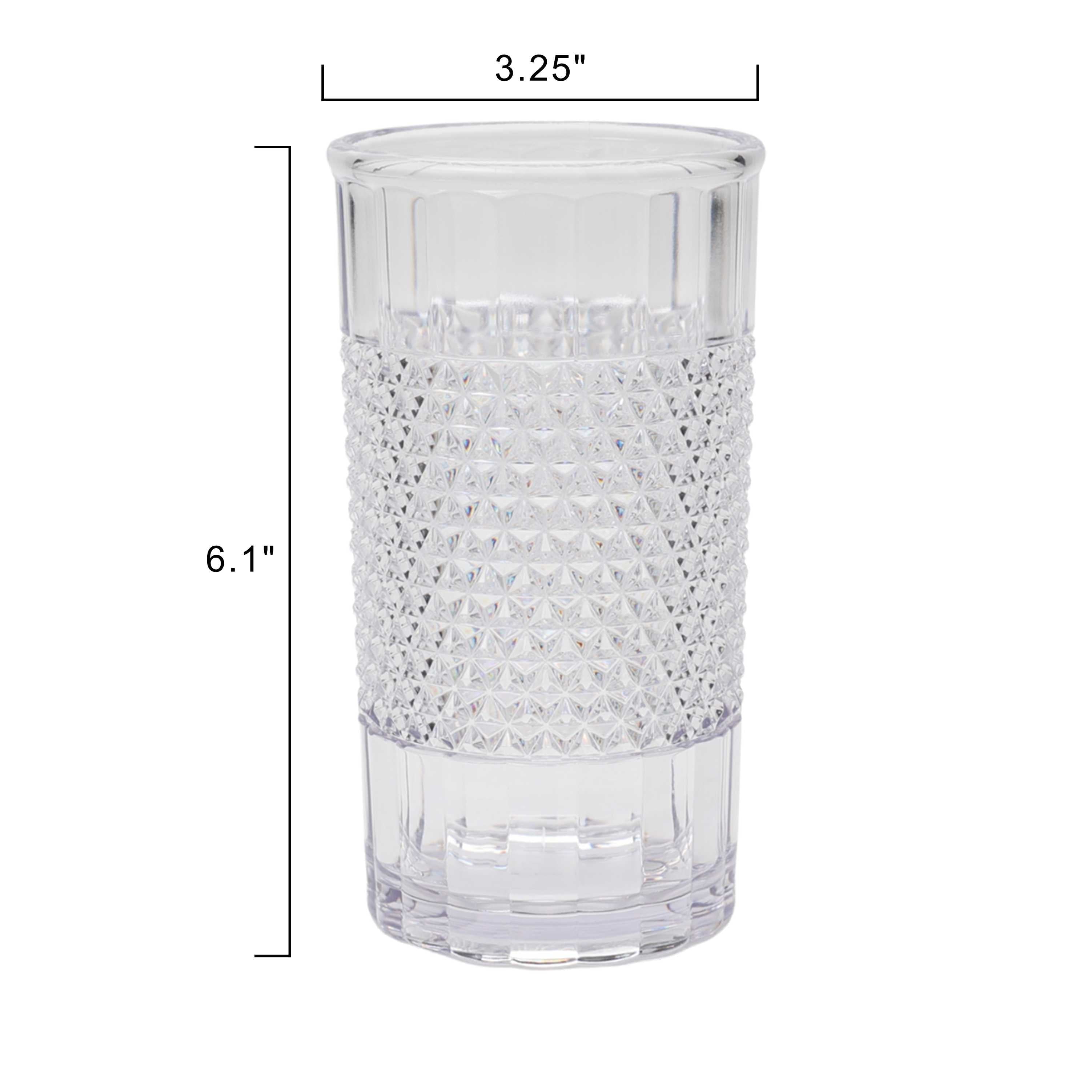 20 oz Clear Tall Acrylic Diamond Texture Tumbler