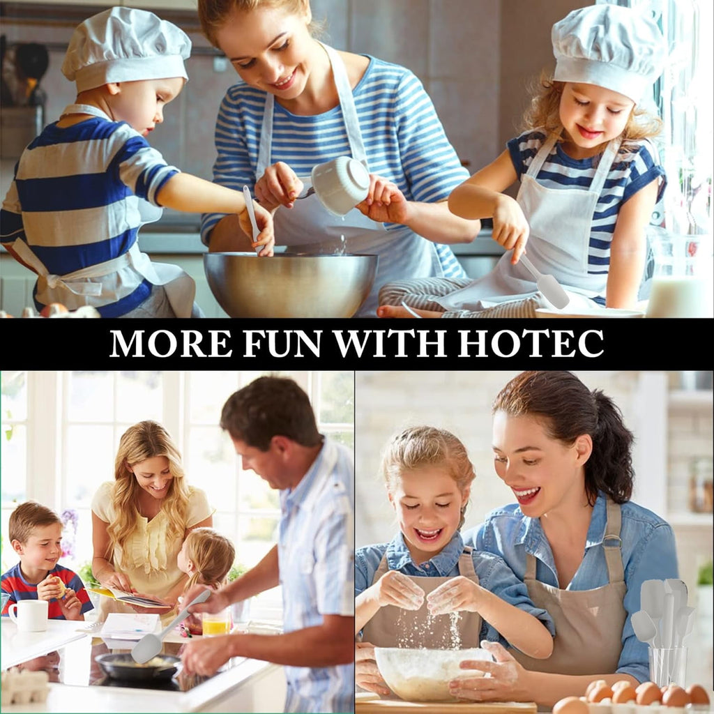 Food Grade Silicone Rubber Spatula Set, 5 Pcs Kitchen Cooking Baking Mixing Utensil Sets, High Non Stick Dishwasher- Khaki