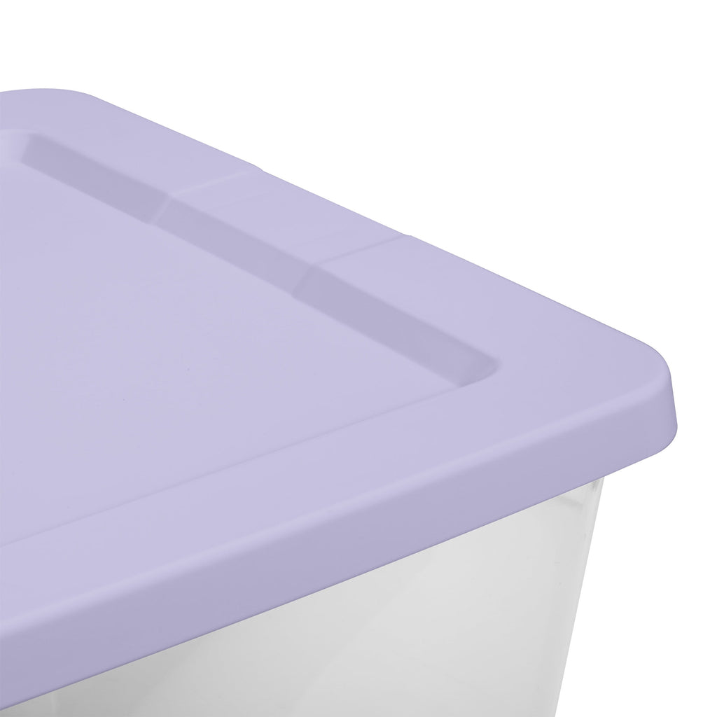 Set of (2) 28 Quart Storage Bins, Clear Plastic Storage Bin with Snap-on Lid, White