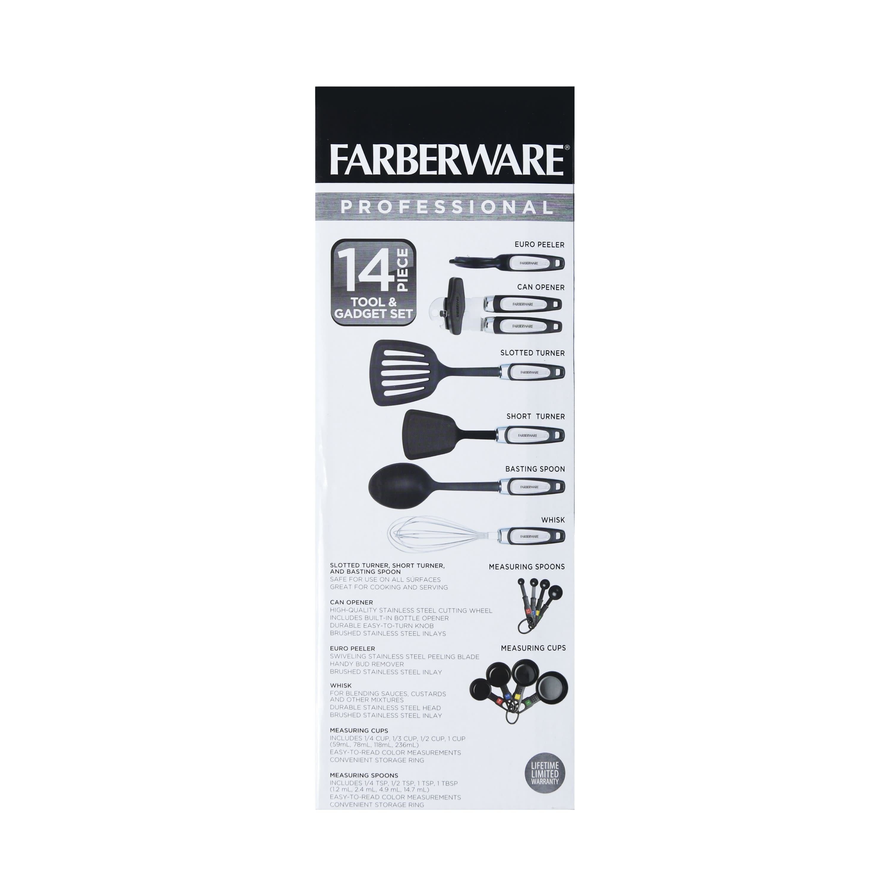 14-Piece Kitchen Tool and Gadget Kitchen Utensil Set in Black