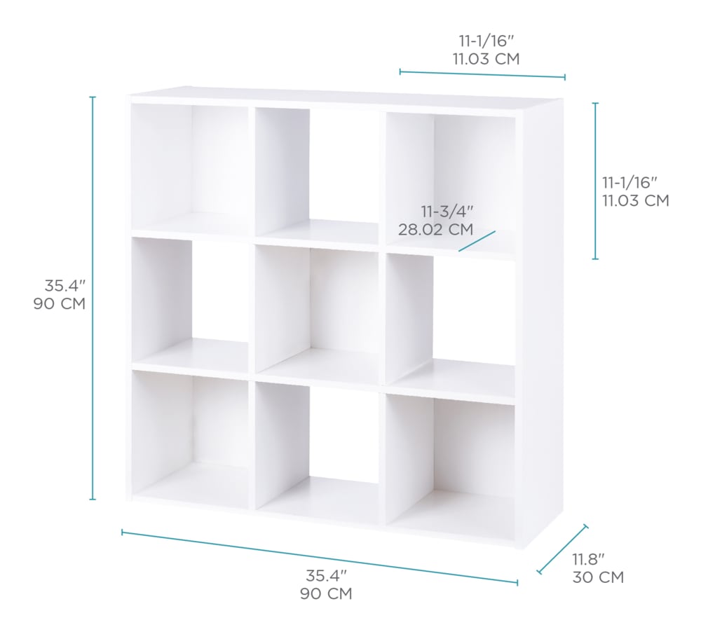 For Living 9-Cube Storage Organizer, Bookcase/Bookshelf, White