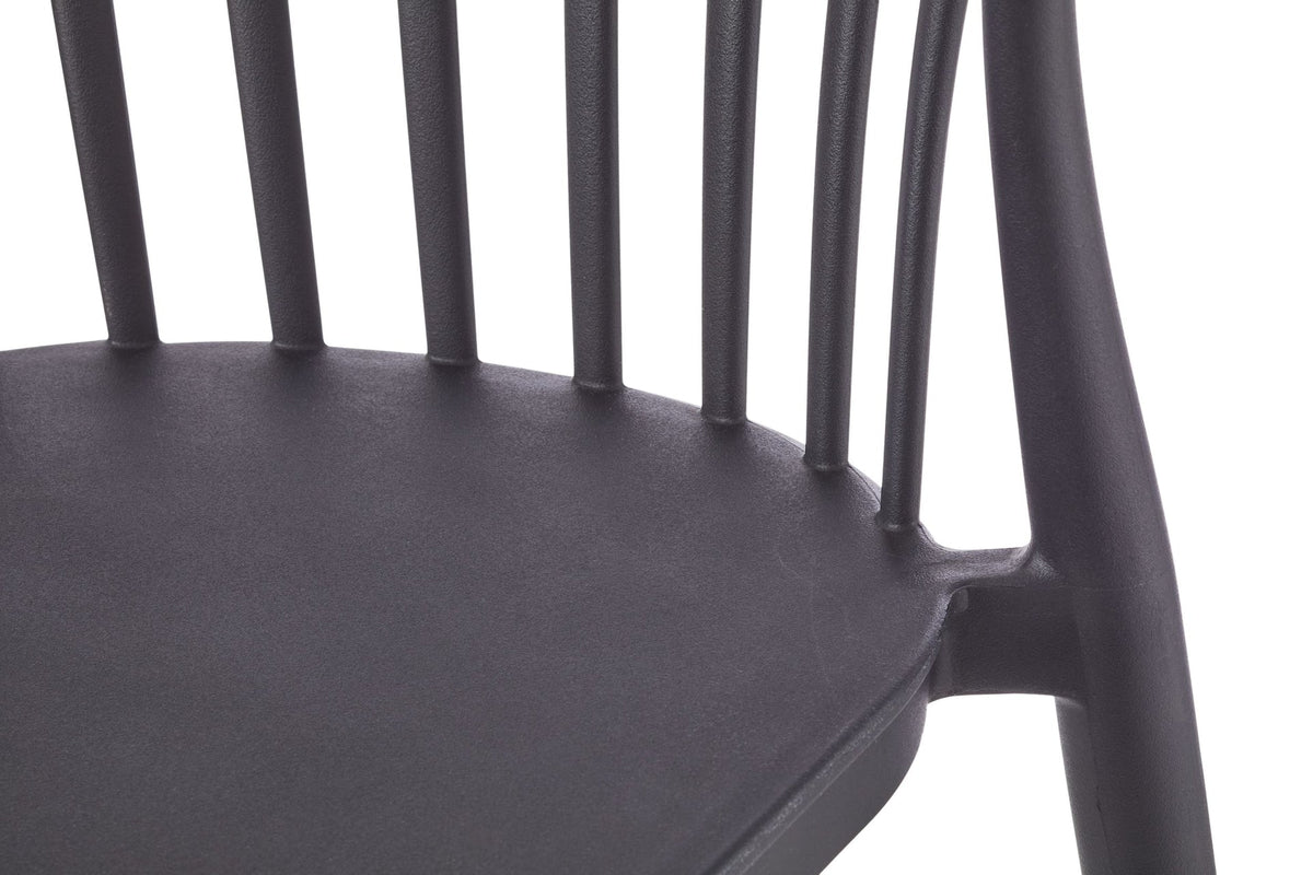 For Living Elevated Plastic Bar Stool with Footrest, Black