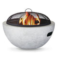 For Living Outdoor Round Steel Wood Burning Firepit with Spark Screen, 24-in