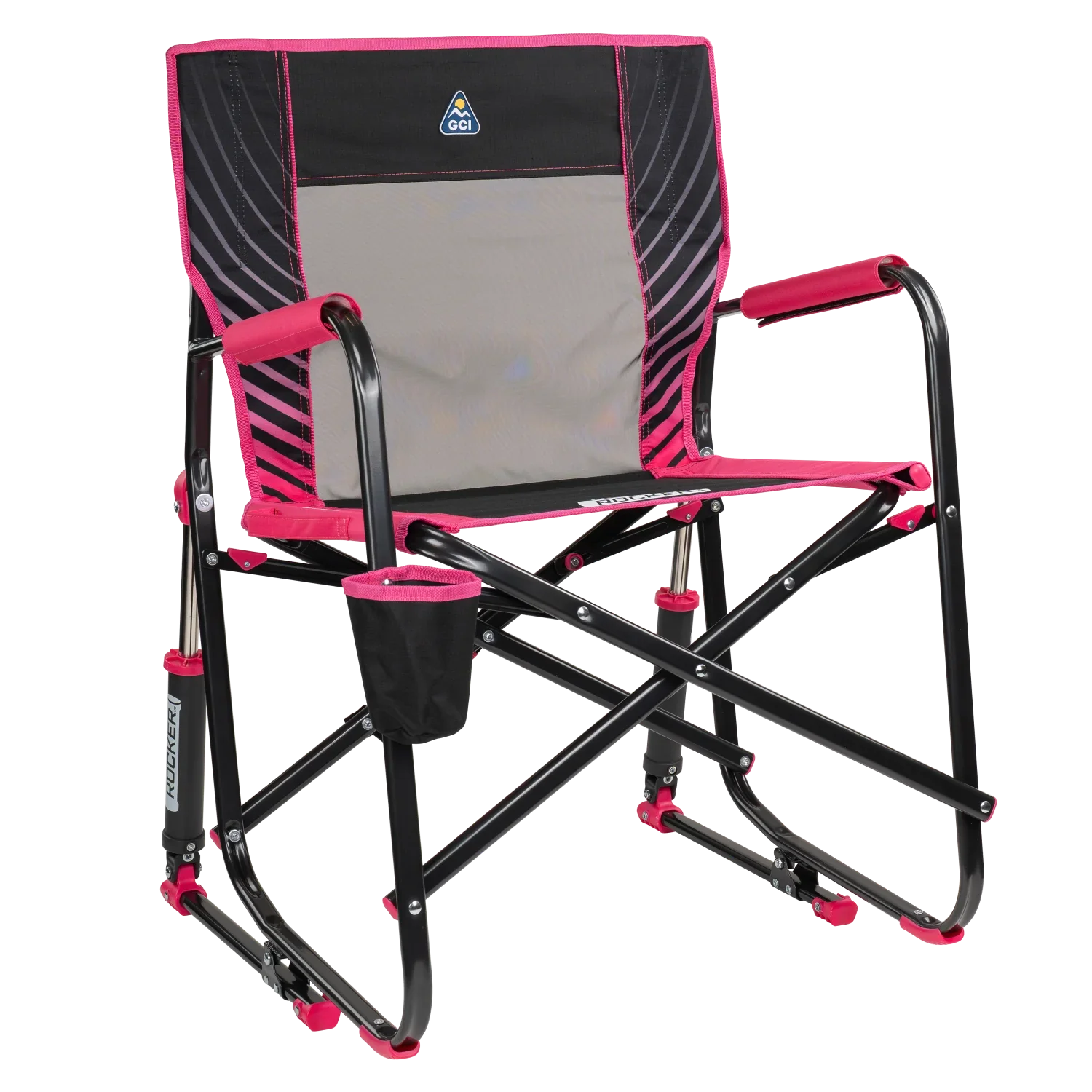 Front right view of the pink shockwave Freestyle Rocker.