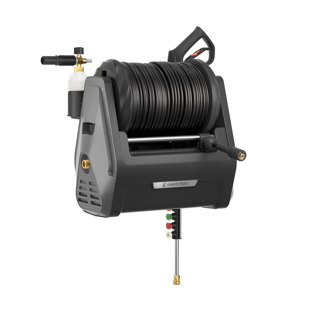 Giraffe Tools Grandfalls G30 Wall Mounted 2100 PSI 2.2 GPM Brushless Retractable Electric Pressure Washer with 100-ft Hard Hose
